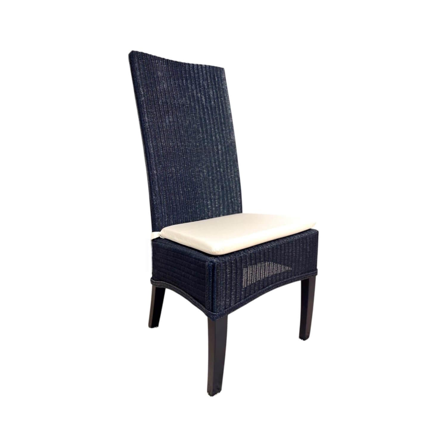 Krüger & Krüger - Stuhl Lloyd Loom Jock Metalldrahtgestell Mit Kraftpapierumwickelung Blau Mit Kissen Naturweiß Weiß - 1