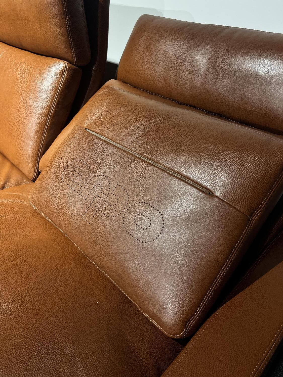 Erpo - Sofa Manhattan 250 Leder Sierra Antik 001 Braun Gestell Stahl Inklusive Hocker Soho Und Kissen - 4
