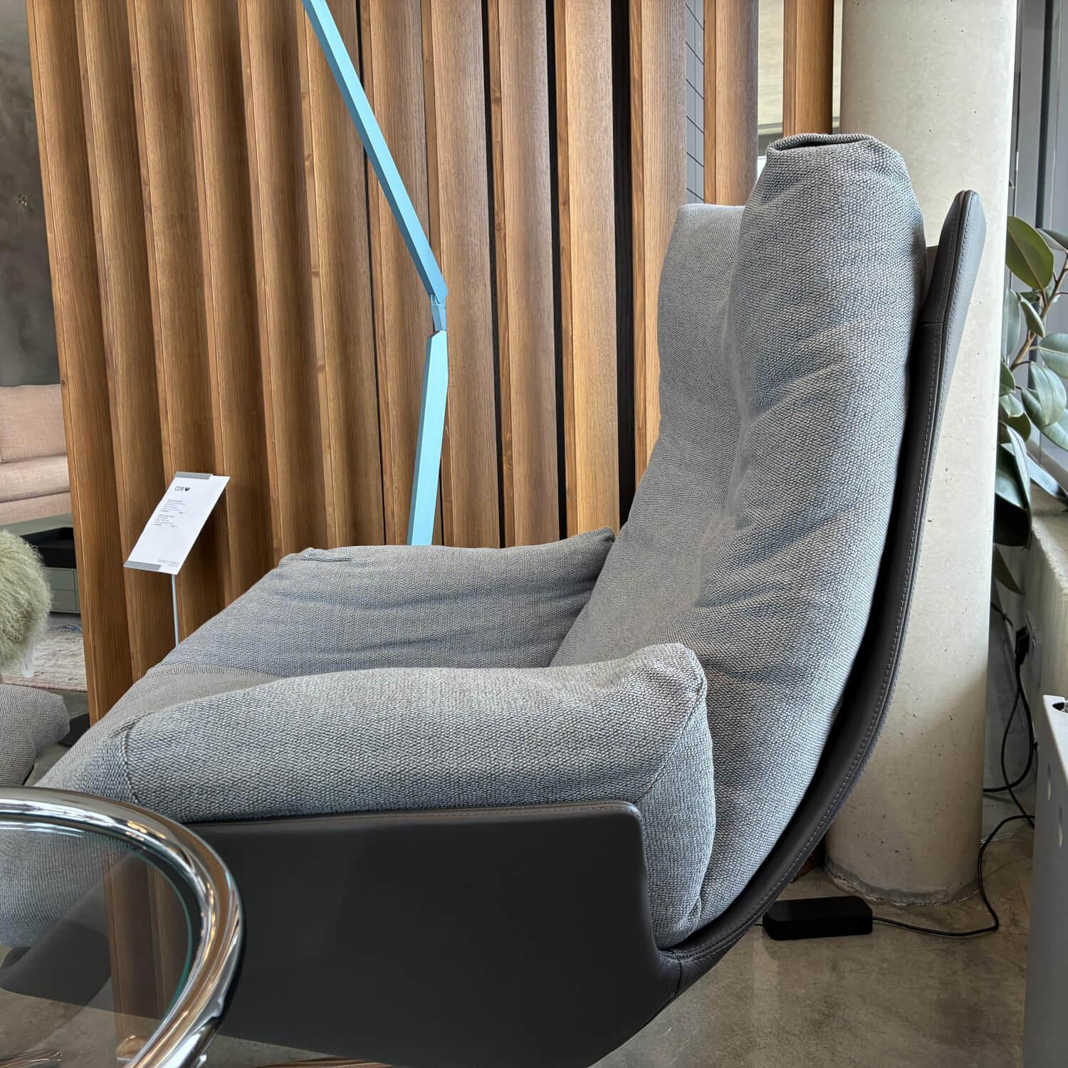 COR - Lounge Sessel Cordia Stoff 9129 Stahl Grau Schale Leder 171 Anthrazit Gestell Aluminium Poliert Inklusive Hocker - 8