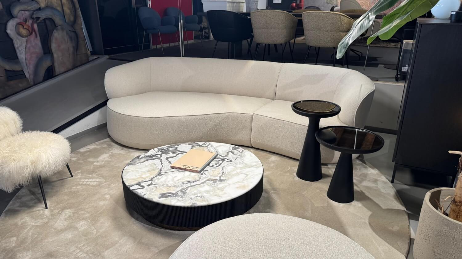Bielefelder Werkstätten - Sofa Nimbo Stoff BW 1775 676 Queen Weiß Beige Inklusive Hocker Nimbo - 4