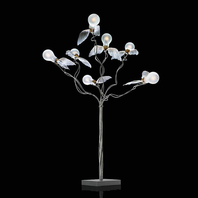 Ingo Maurer - Tischleuchte Birdie´s Bush Flügel aus Gänsefedern Metallteile Verzinnt mit Leuchtmittel - 2