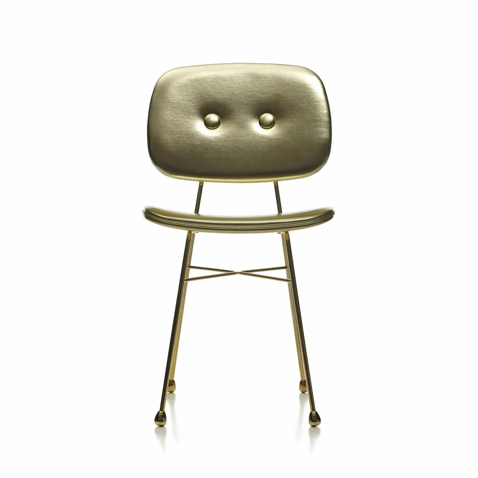 Moooi - Stuhl The Golden Chair Kunstleder Gold 20.000 Martindale Stahlgestell Verchromt - 2