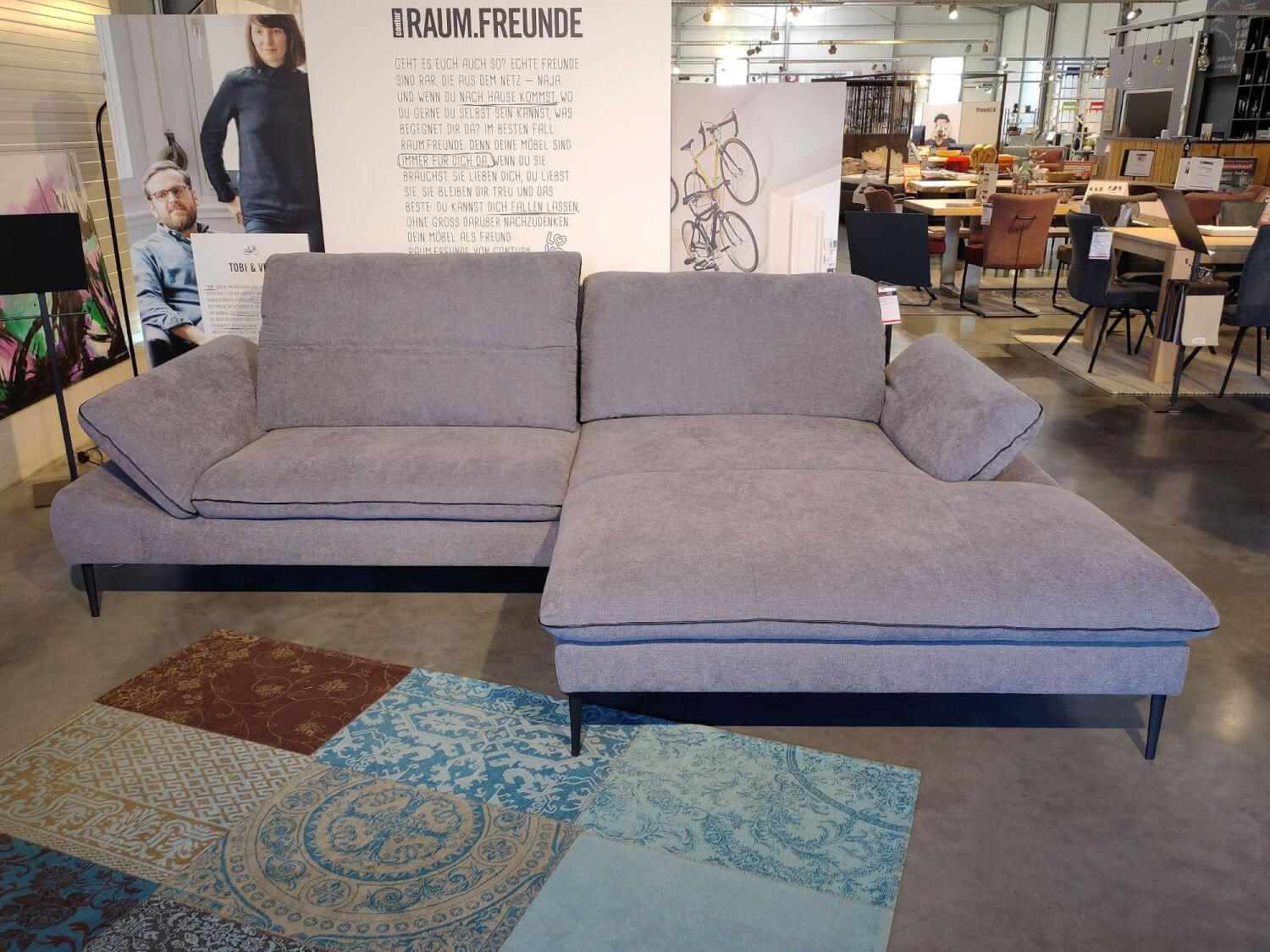 W. Schillig - Eckgarnitur 15450 Stoff R6694 Grey Grau Füße Metall Schwarz M99 - 5