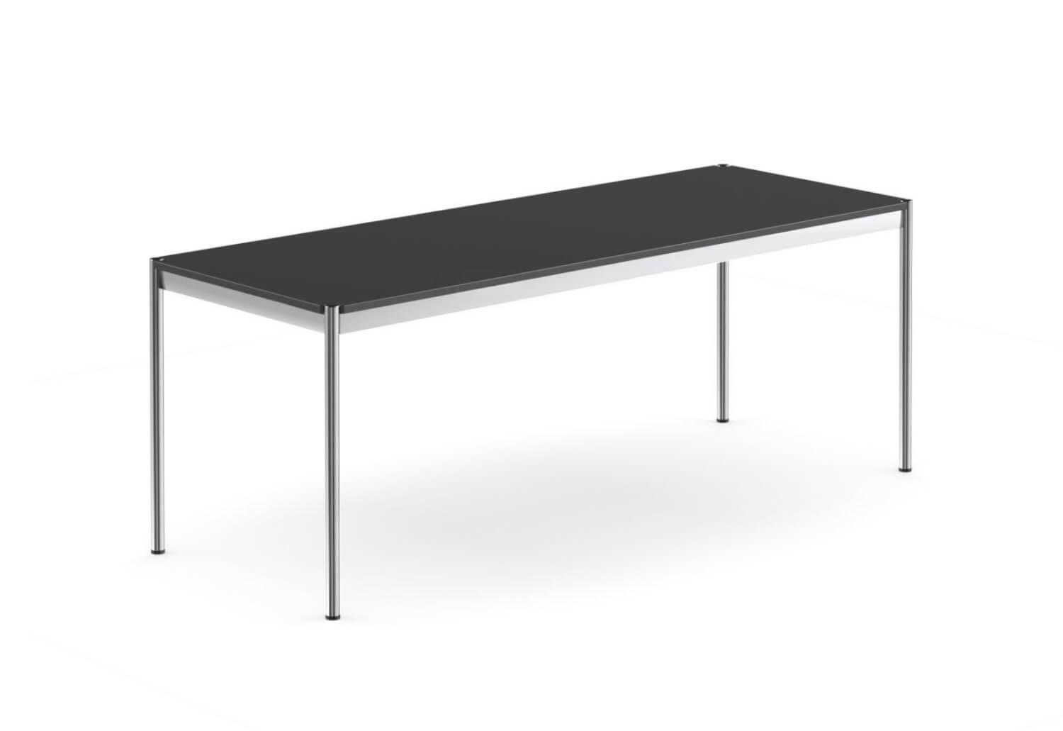 USM Haller - Schreibtisch USM Haller Linoleum Schwarz Füße Chrom - 1