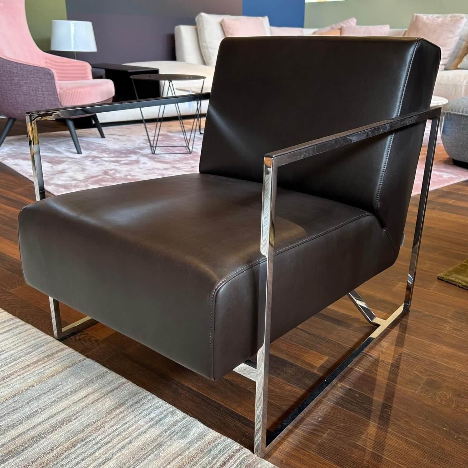 Walter Knoll - Sessel Sen Leder Elen 1221 Darkbrown Braun Gestell Stahl Hochglanz Verchromt - 6
