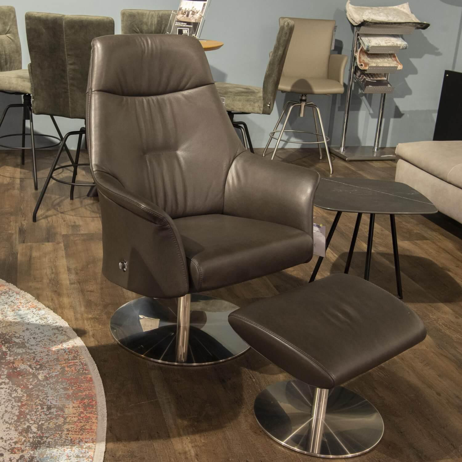 Gealux - Relaxsessel Twinz 8101 Leder Farbe Dunkelbraun Inklusive Hocker Und Verstellbarer Lehne - 2