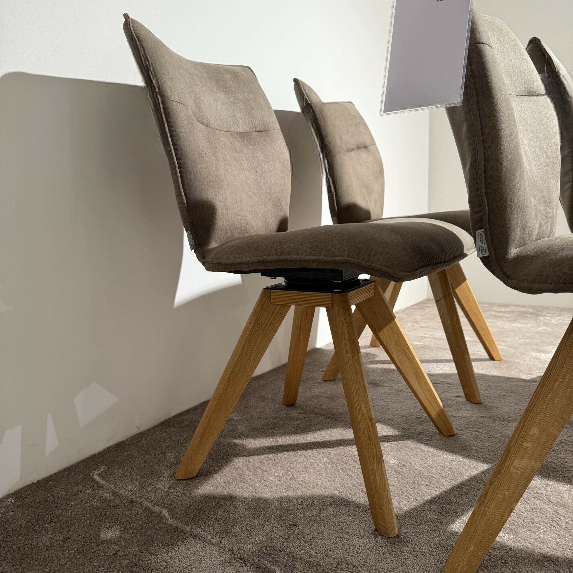 Niehoff - 4er Set Stuhl Natura Stoff Microfaser Aberdeen Stone Grau Kreuzfußgestell Eiche - 5