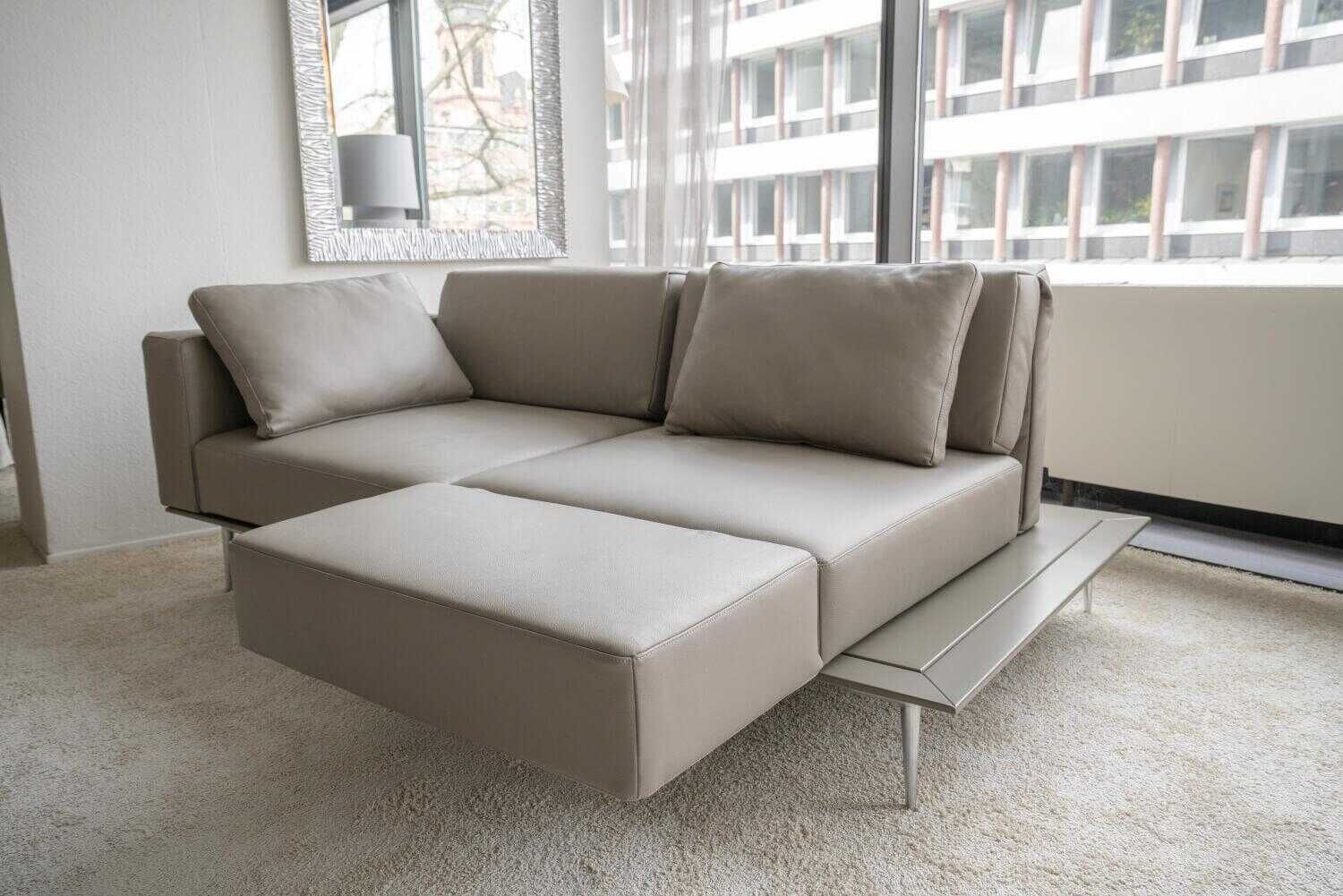 Franz Fertig - Schlafsofa Milan in Leder Grau braun - 9