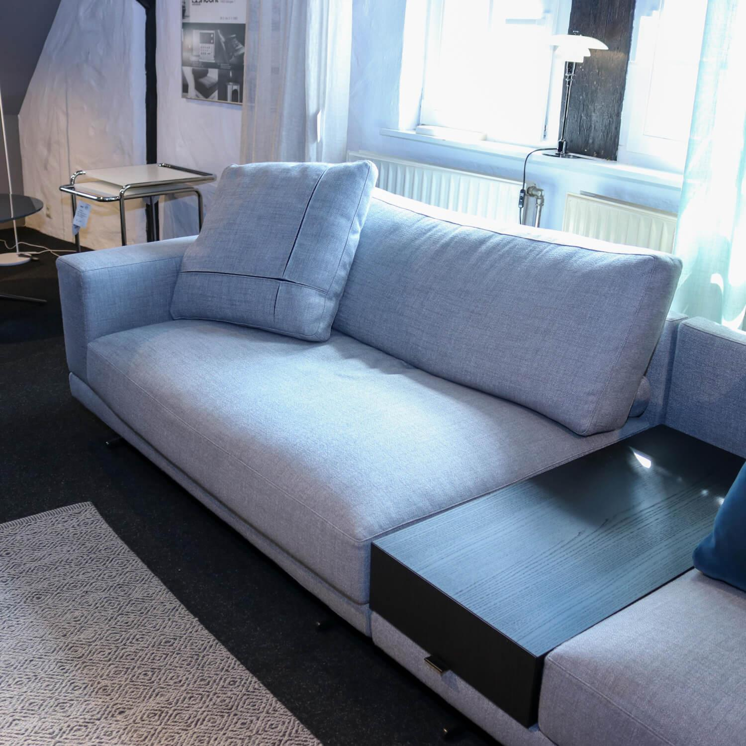 Lounge Sofa Mondrian Stoff Kushira 05 Acciaio Grau Mit Ablage Ulme Schwarz