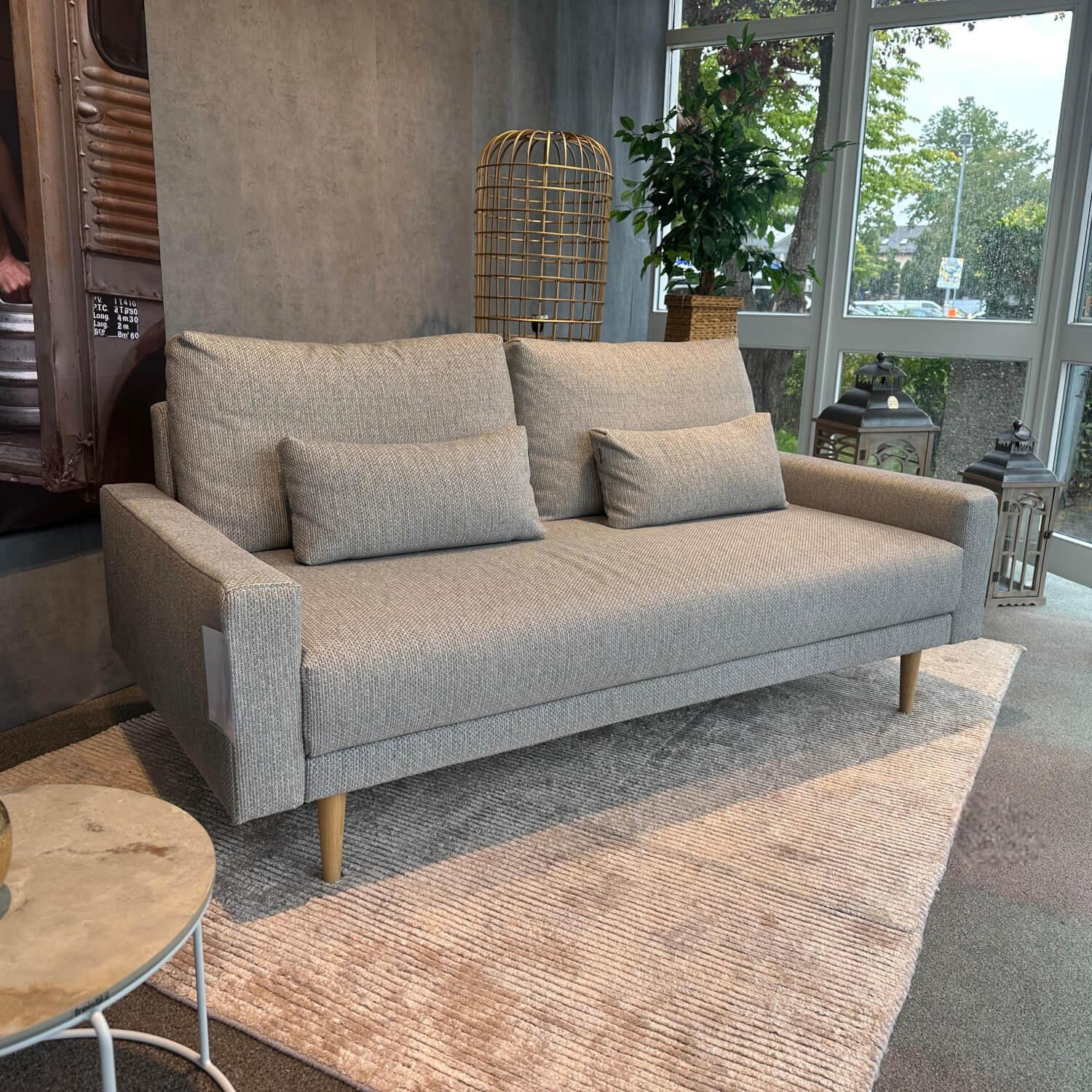 freistil Rolf Benz - Sofa 170 Stoff 4020 Hell Silbergrau Grau Kegelfuß Eiche Natur Inklusive Kissen - 3