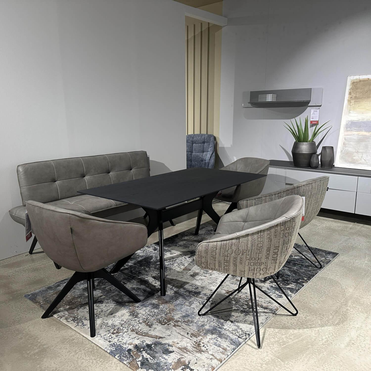 JOOP! - Essgruppe Tisch Buche Platte Anthrazit Gestell Schwarz Bank Und Stühle Leder K-Elegant Grau 27 Gestell Buche Schwarz Und Gestell Anthrazit - 3