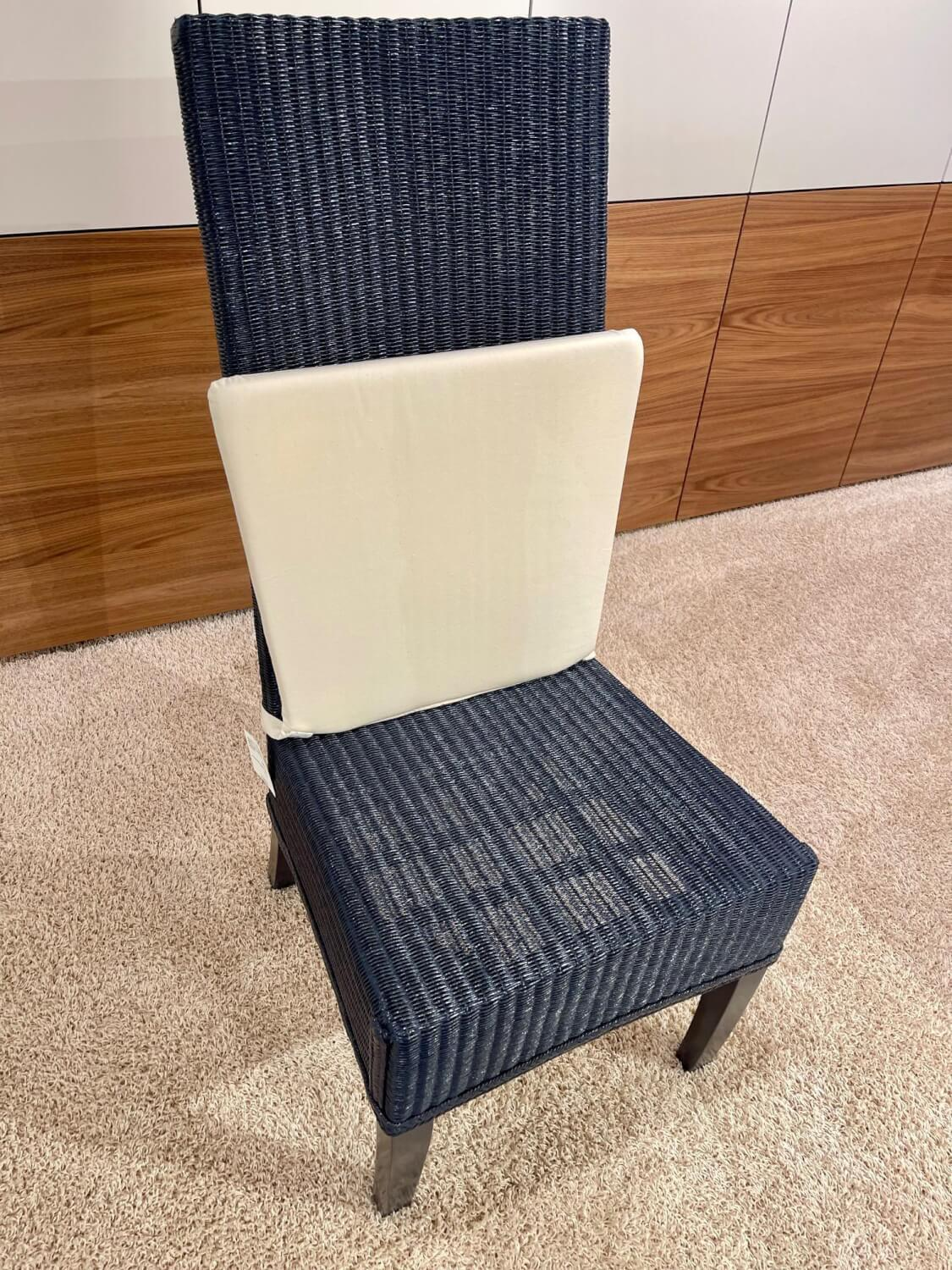 Krüger & Krüger - Stuhl Lloyd Loom Jock Metalldrahtgestell Mit Kraftpapierumwickelung Blau Mit Kissen Naturweiß Weiß - 3
