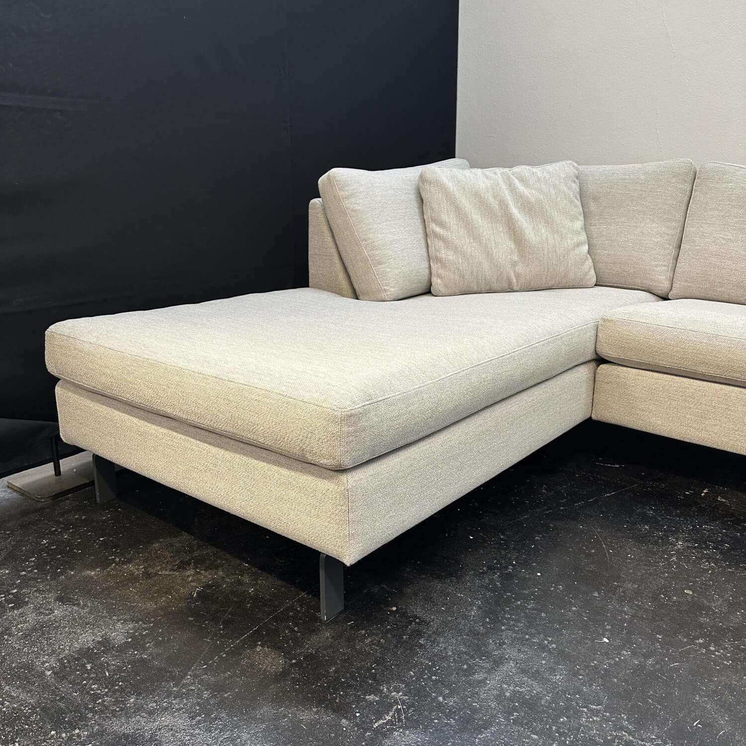COR - Ecksofa Conseta Bezug Stoff 8081 Muschel Grau Schmalfüße Anthrazit inklusive Kopfstütze - 9