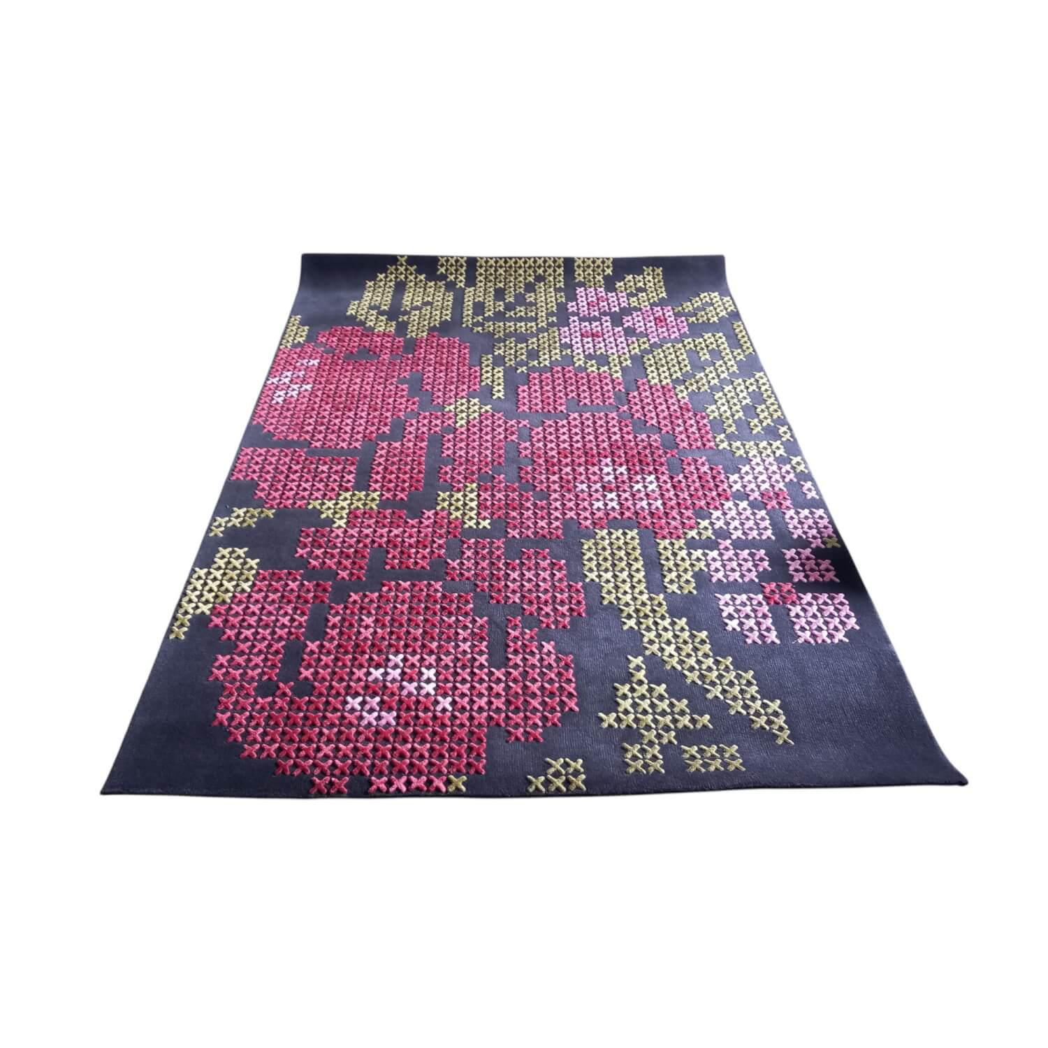 Sahco - Teppich 240x170 Bouquet Multicolour Anthrazit Rot Grün - 1