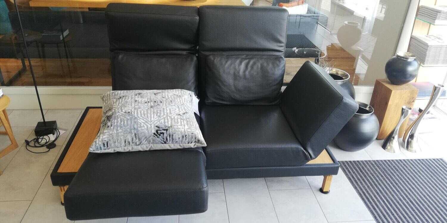 Brühl - Sofa Moule Small Leder Unit 542 Schwarz mit 2 Kissen - 4