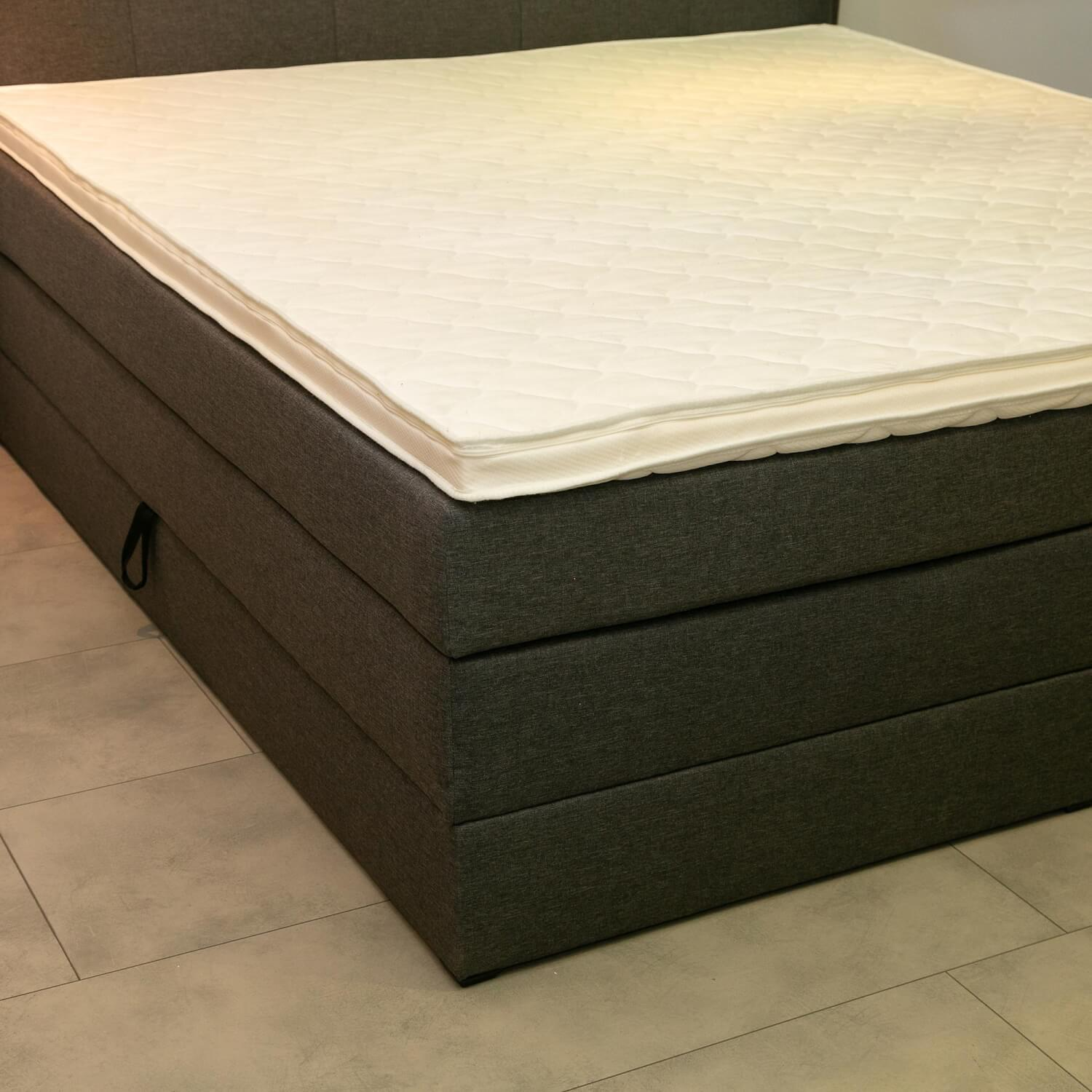 set one by Musterring - Boxspringbett Florida Bezug B392 Anthrazit Feinmeliert Mit Bettkasten Inklusive Topper - 13