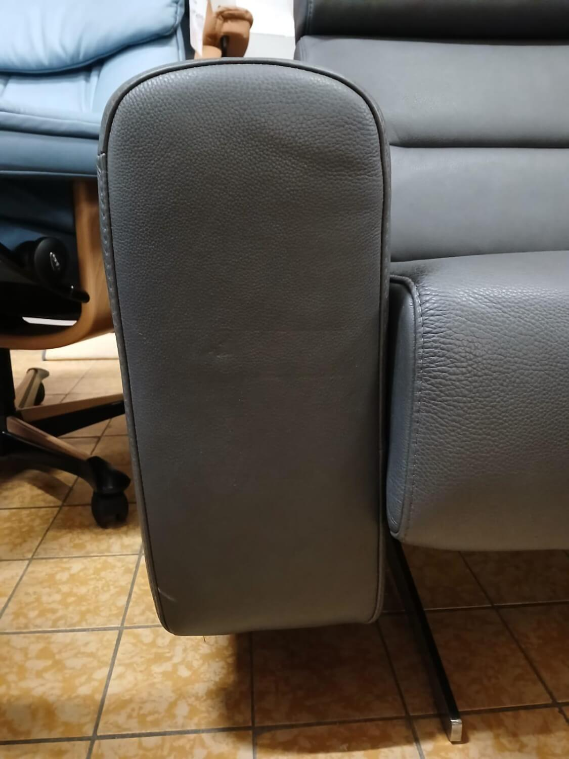 Stressless - Ecksofa Stella Leder Noblesse Grey Dunkelgrau Fuß Metallkufe Chrom Mit Breite Armteile Und 2 Kopfstützen - 9