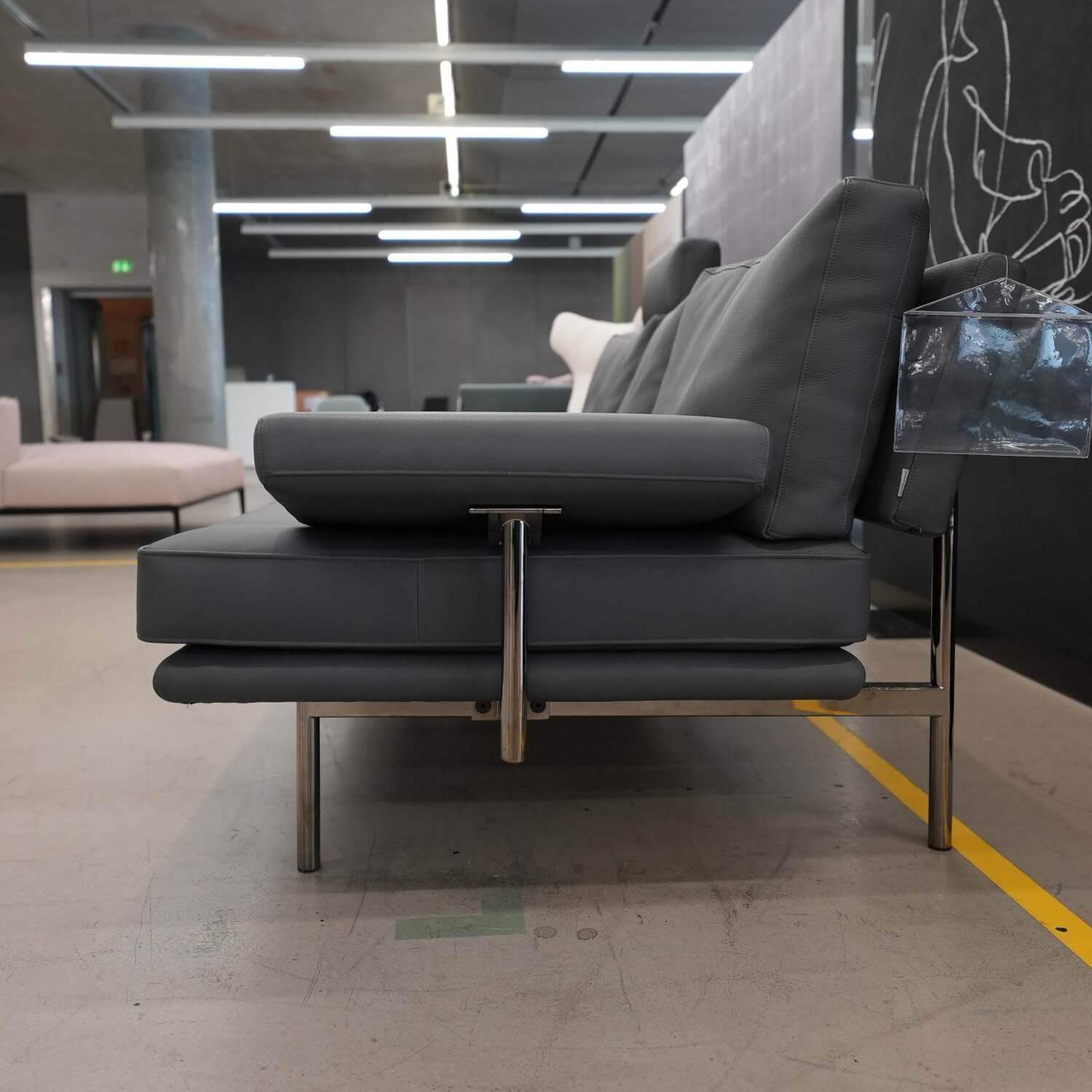 Walter Knoll - Sofa Living Platform 400-30 FLFR Bezug Leder Safari 1377 Anthrazit Gestell Schwarzchrom - 6