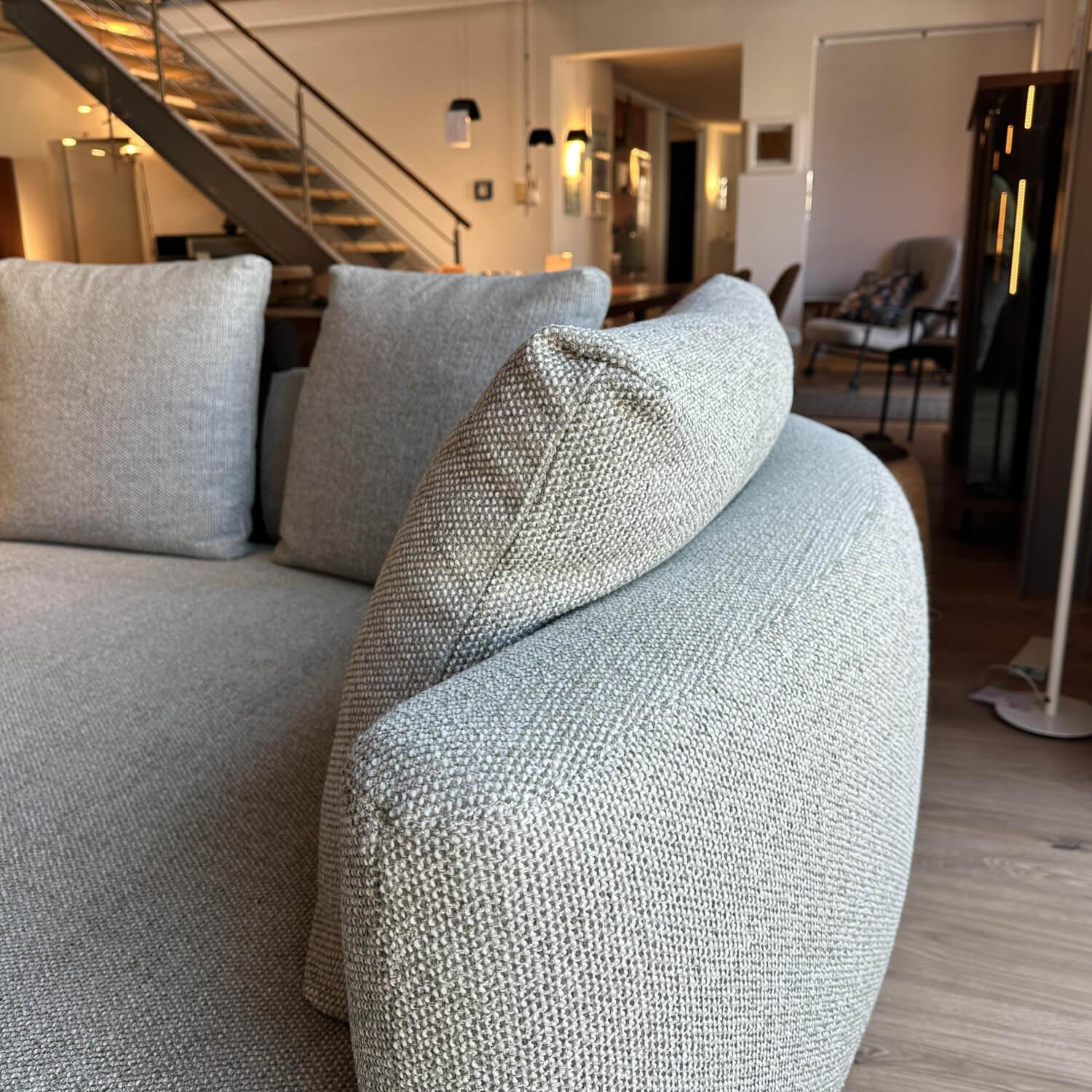 Walter Knoll - Ecksofa Maaru Stoff 40 Safire Sage Grün Grau Gestell Metall Bronze Matt mit Kissen - 7