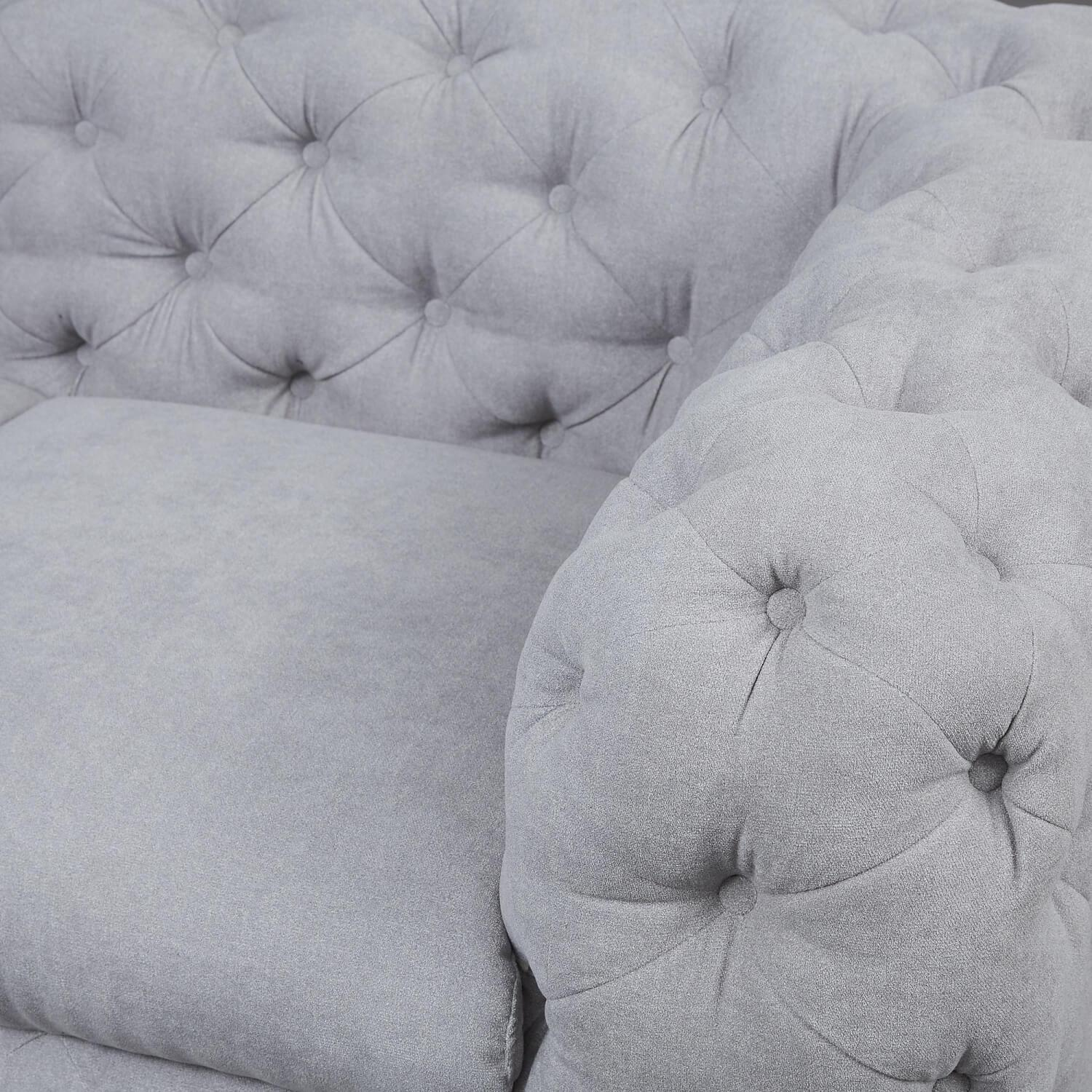 Max Winzer - Sofa Chesterfield Stoff Hellgrau Gestell Schwarz - 9