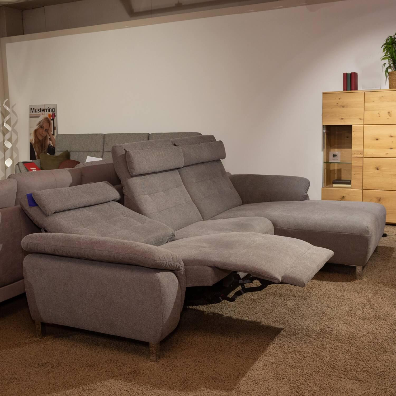 Carina - Polstergarnitur Soft EM Sofia Stoff Free Stone Metallfuß Chrom Glänzend - 2