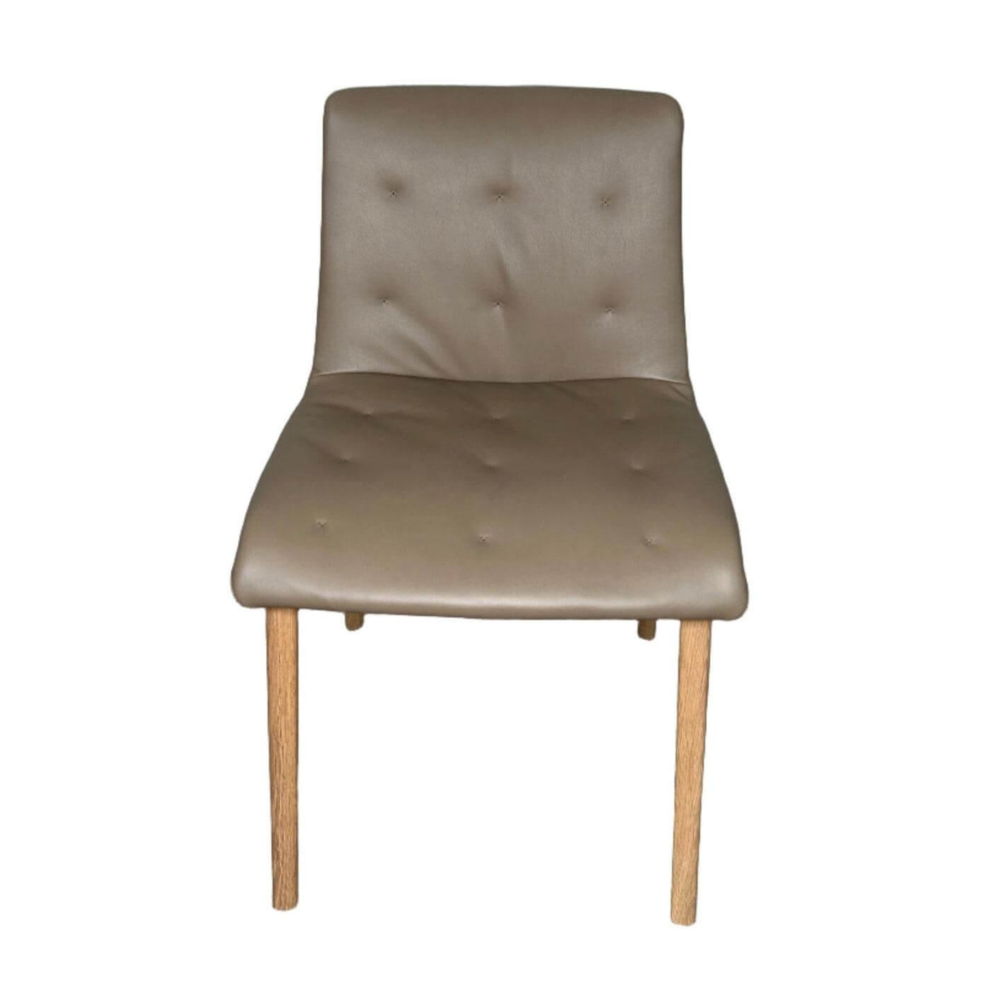 Walter Knoll - 4er Set Stuhl Liz Wood Leder Elen Fango Braun Gestell Eiche Weiß Pigmentiert Geölt Mit Teflongleitern - 3