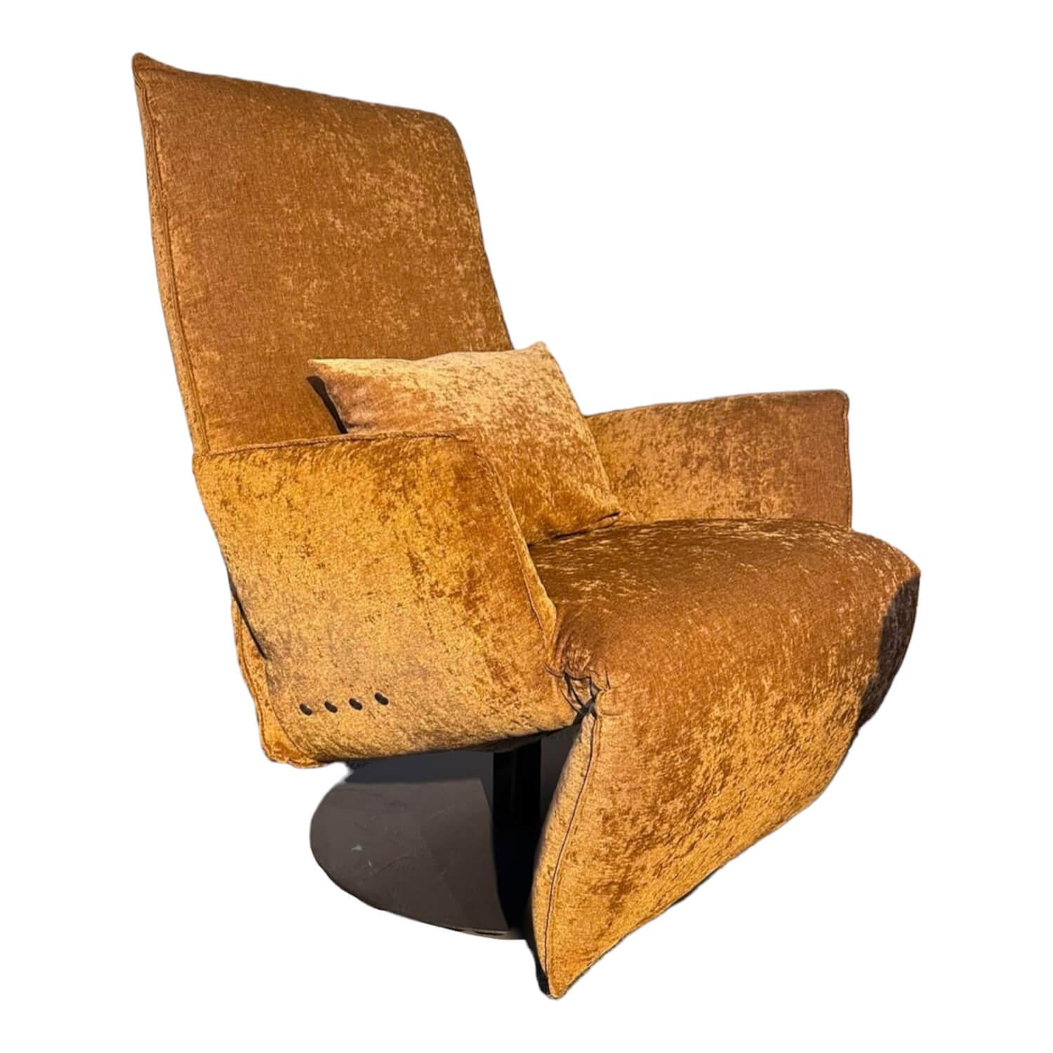 Bullfrog - Stoffzusammensetzung // Sessel Baboo Stoff Shabby Chic Cognac 799 24 Gelb Gestell Metall Matt Schwarz Elektrisch Verstellbar - 1