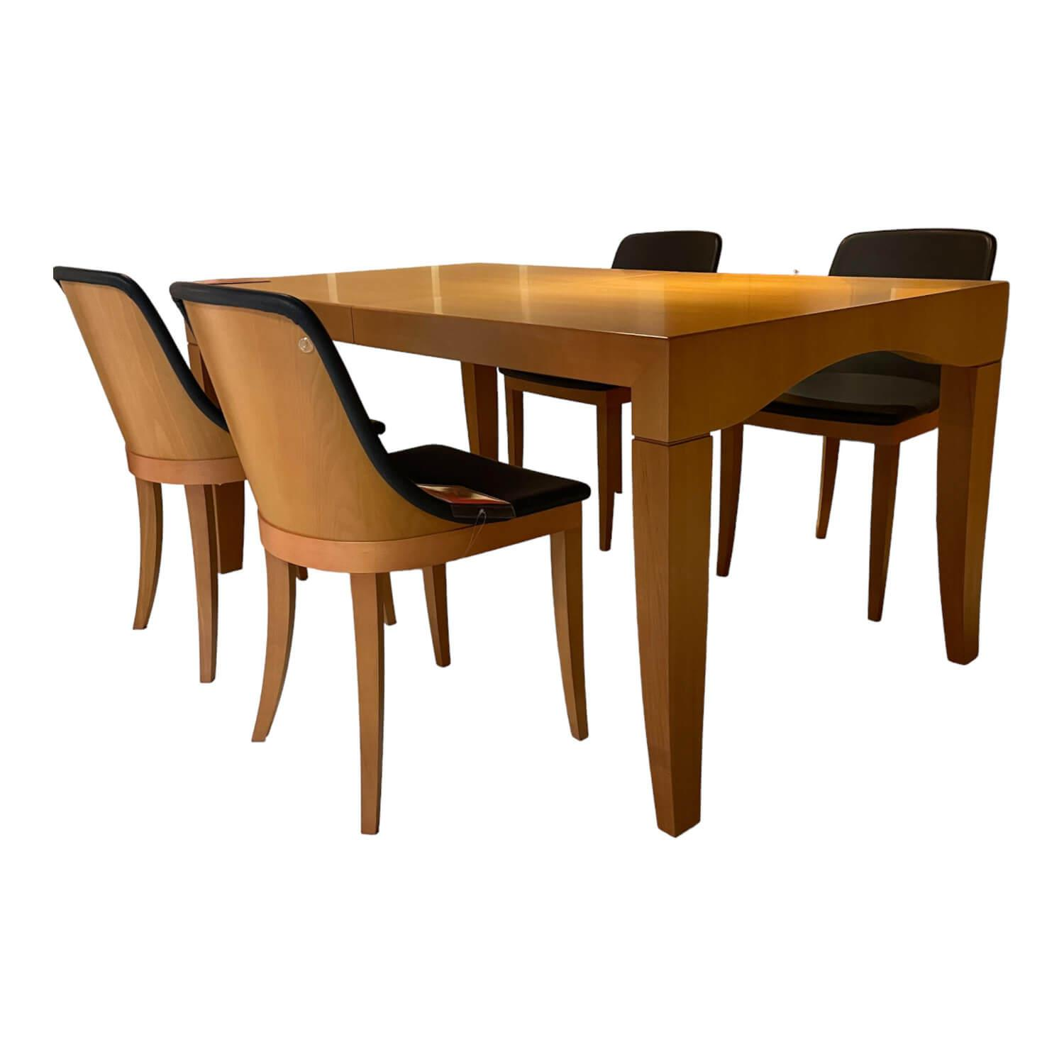 Auszieh-Tisch Und 4 Stühle Chiosco Birnbaum Bezug Leder P811