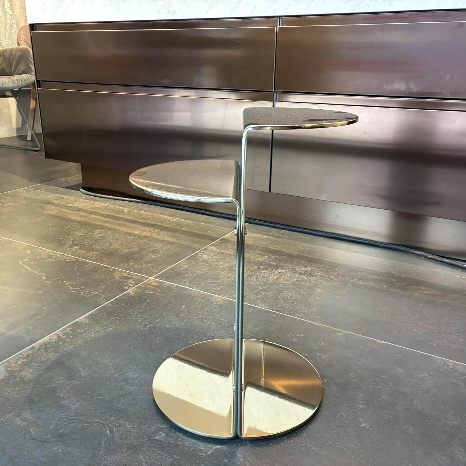 Minotti - Side table Flirt Frame Shiny stainless steel Gold 2 Curved metal tops - 4