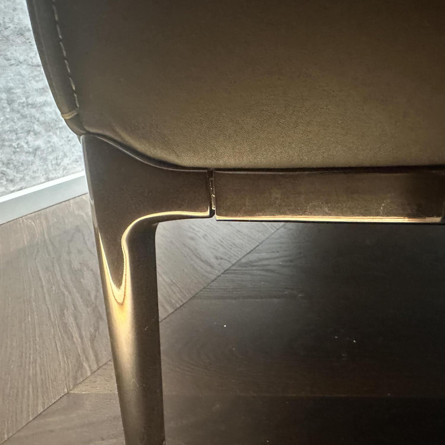 Poltrona Frau - Sessel Archibald A Highback Leder Pelle Soul Ray Grau Füße Nickel Brüniert Schwarz Glänzend - 6