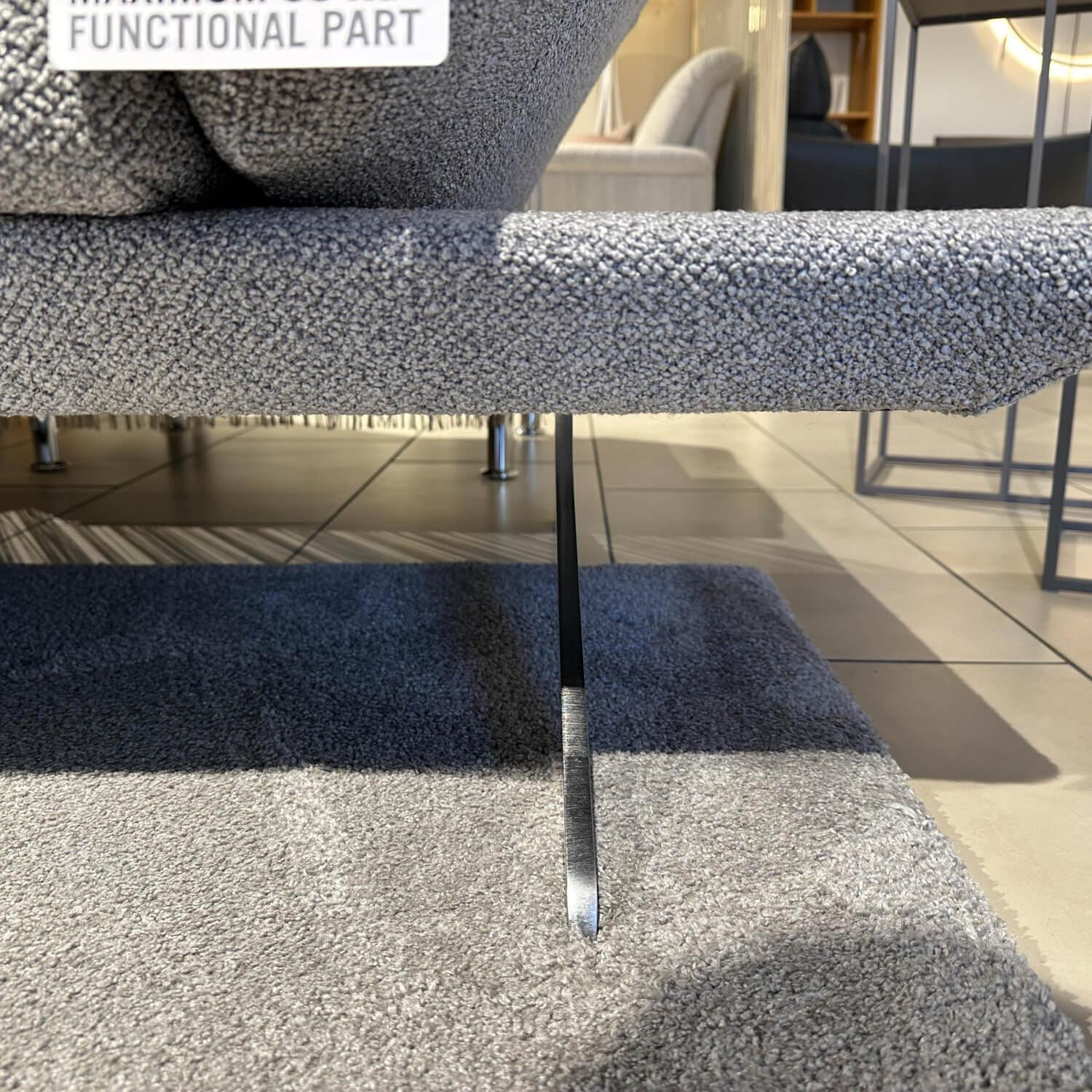 Koinor - Ecksofa Wesley Stoff 13 Cosmos 20 Grau Metallkufe Nickel Satiniert Edelstahloptik Mit Verstellung - 2