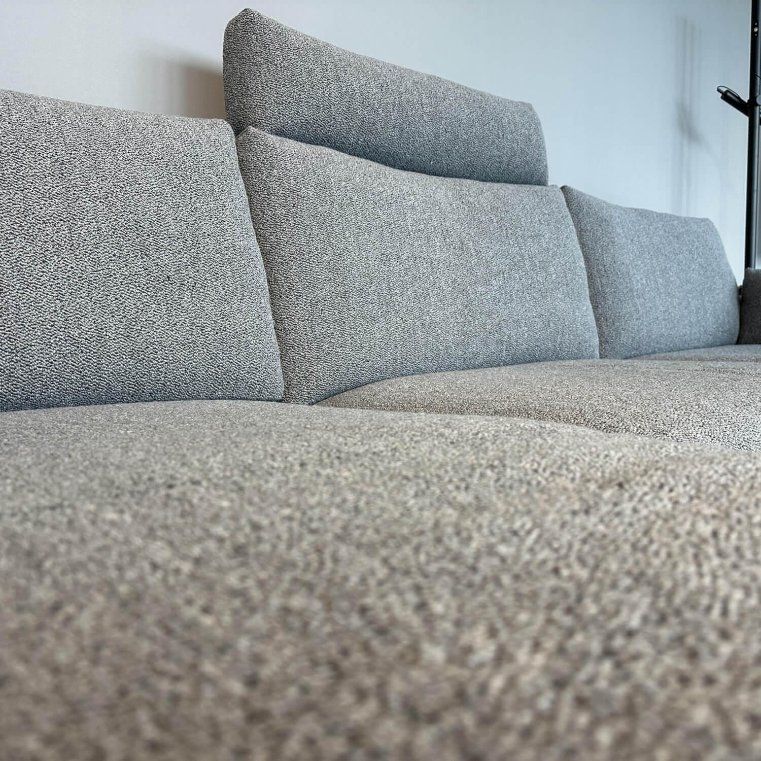 Leolux - Ecksofa Enna Stoff Mondo 007 Piombo Grau Gestell Epoxy Granite Anthrazit Matt Inklusive Kopfstütze - 6