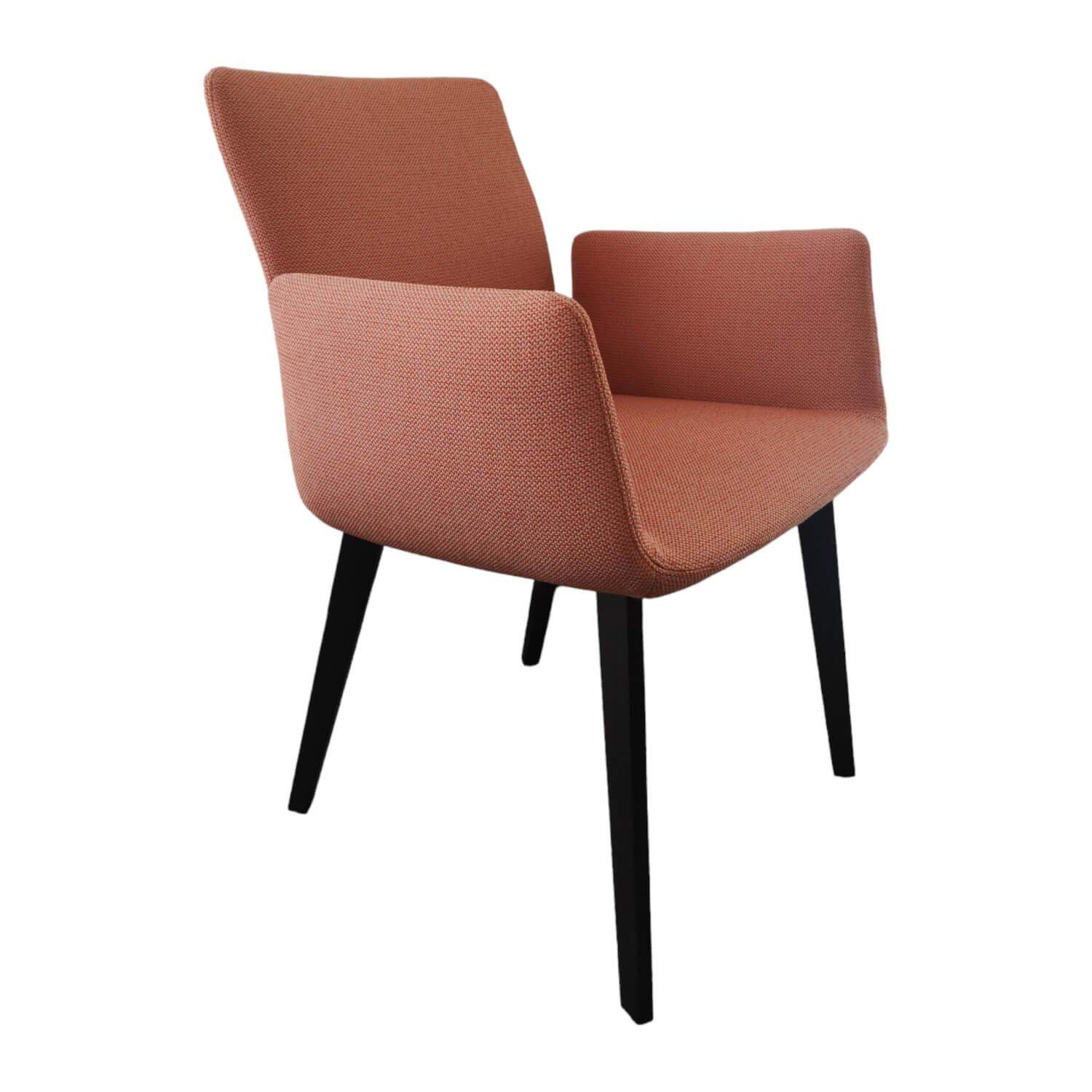 COR - Armchair Jalis Fabric 10071 Grapefruit Orange Red Frame solid oak dark lacquered With plastic glides - 1