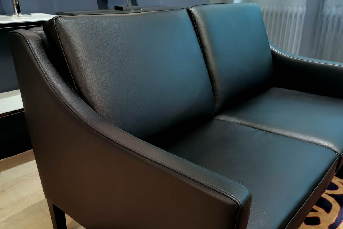 Werther - Sofa Nelson Leder L7031D Schwarz Gestell Schwarz Gebeizt - 5