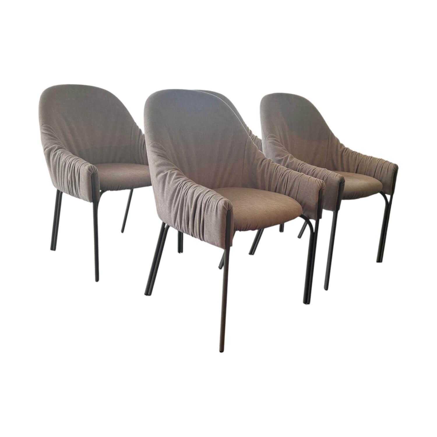 Freifrau - 4er Set Armlehnstuhl Celine Low Stoff Smart Dune Beige Gestell Stahl Beige Grau - 1