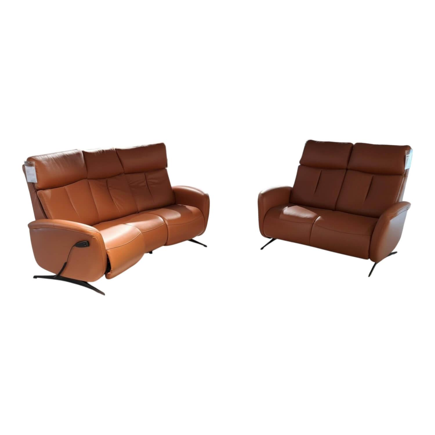 Global - Garnitur Sitzkonzept Leder Credo Brandy Braun Kufe Metall Schwarz Geboden - 1