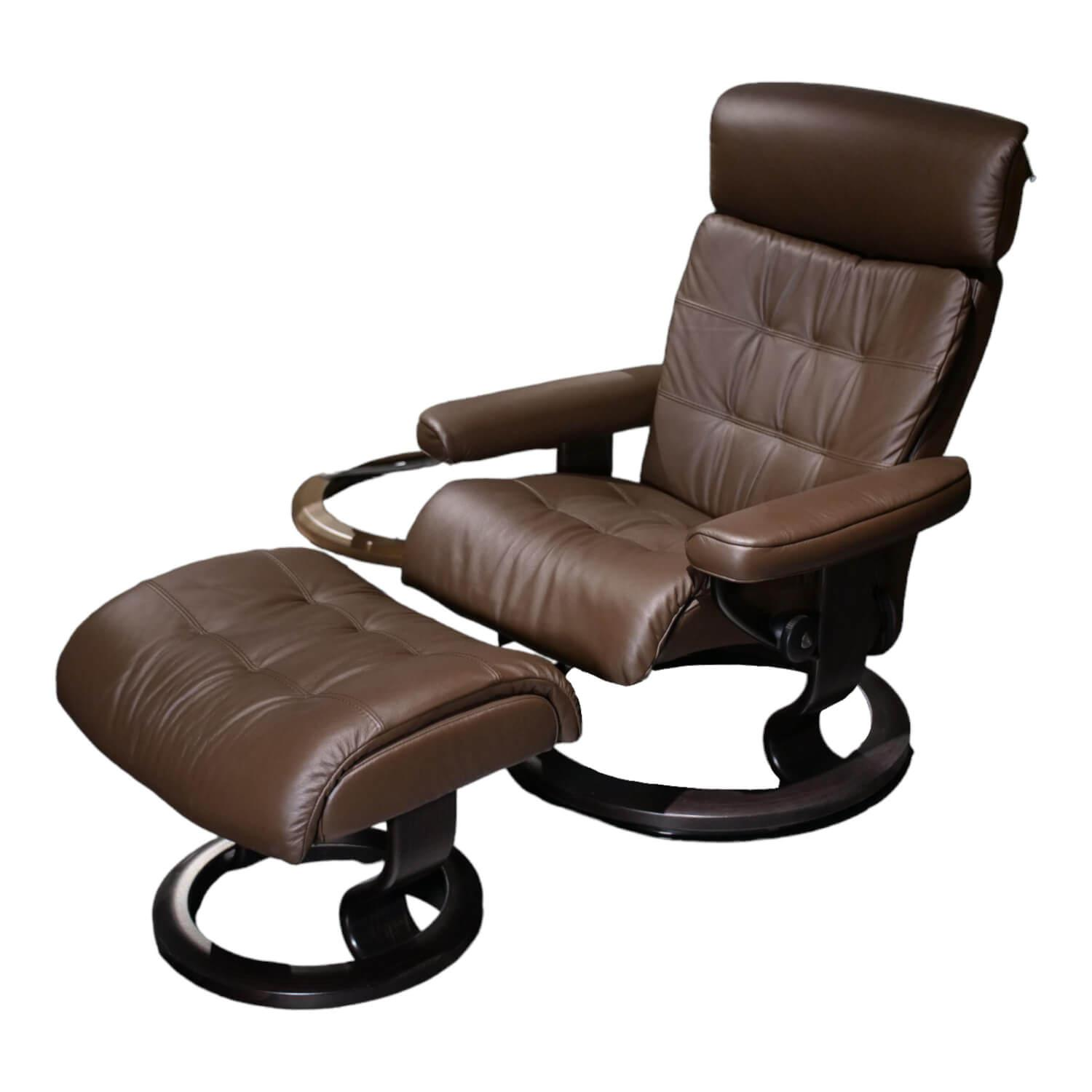 Stressless - Sessel Erik S Mit Hocker Bezug Leder 094 Plaoma Espresso Braun Gestell Classic Holzfarbe Wenge Schwarz - 1