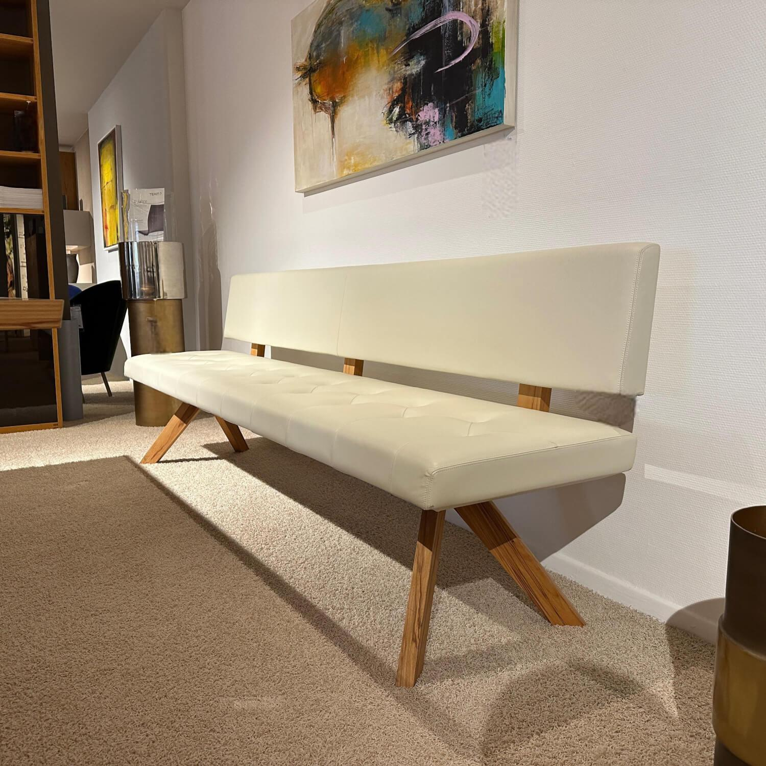 Team 7 - Polsterbank Yps BY24PO Leder L1 Origon 71018 Weiß Gestell Kernbuche Naturöl - 4