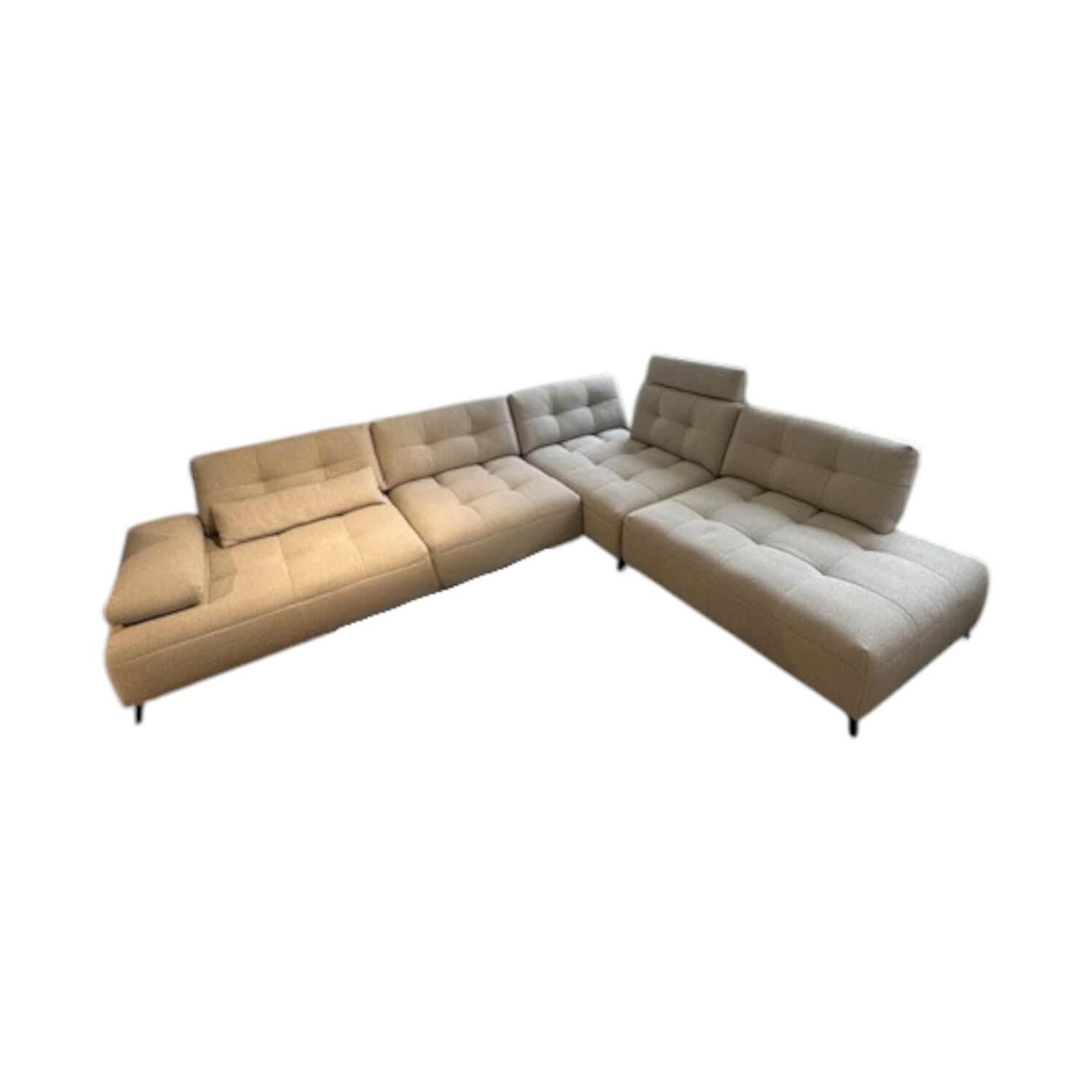 Contur - Ecksofa Comodo Stoff Crumble Silky 61 Beige Metallfuß Anthrazit Pulverbeschichtet Inklusive Kissen - 1