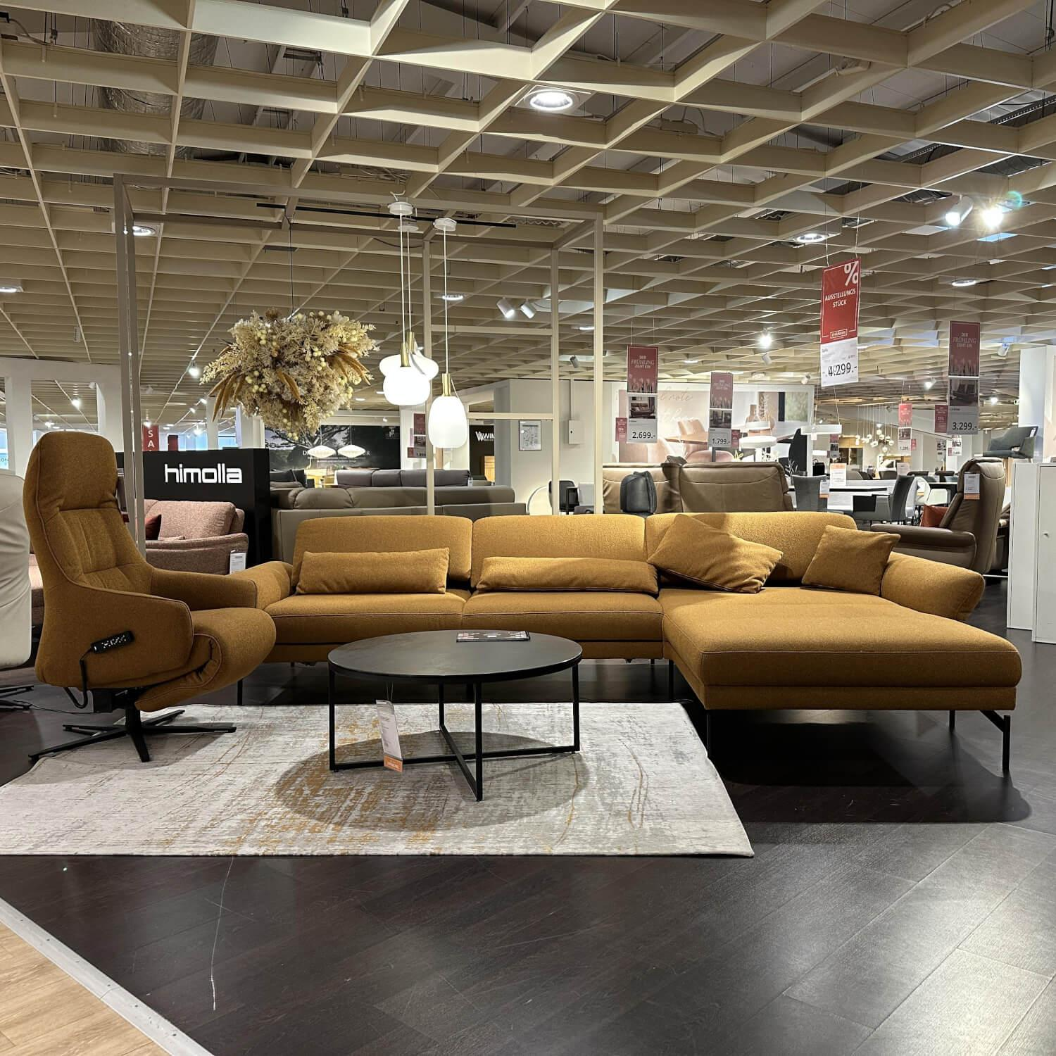 himolla - Sofagarnitur Sofa 1462 Sessel 7364 Large Stoff Q2Loop Chips Gelb Metallfuß Anthrazit Sessel Mit Herz-Waage-Funktion - 2