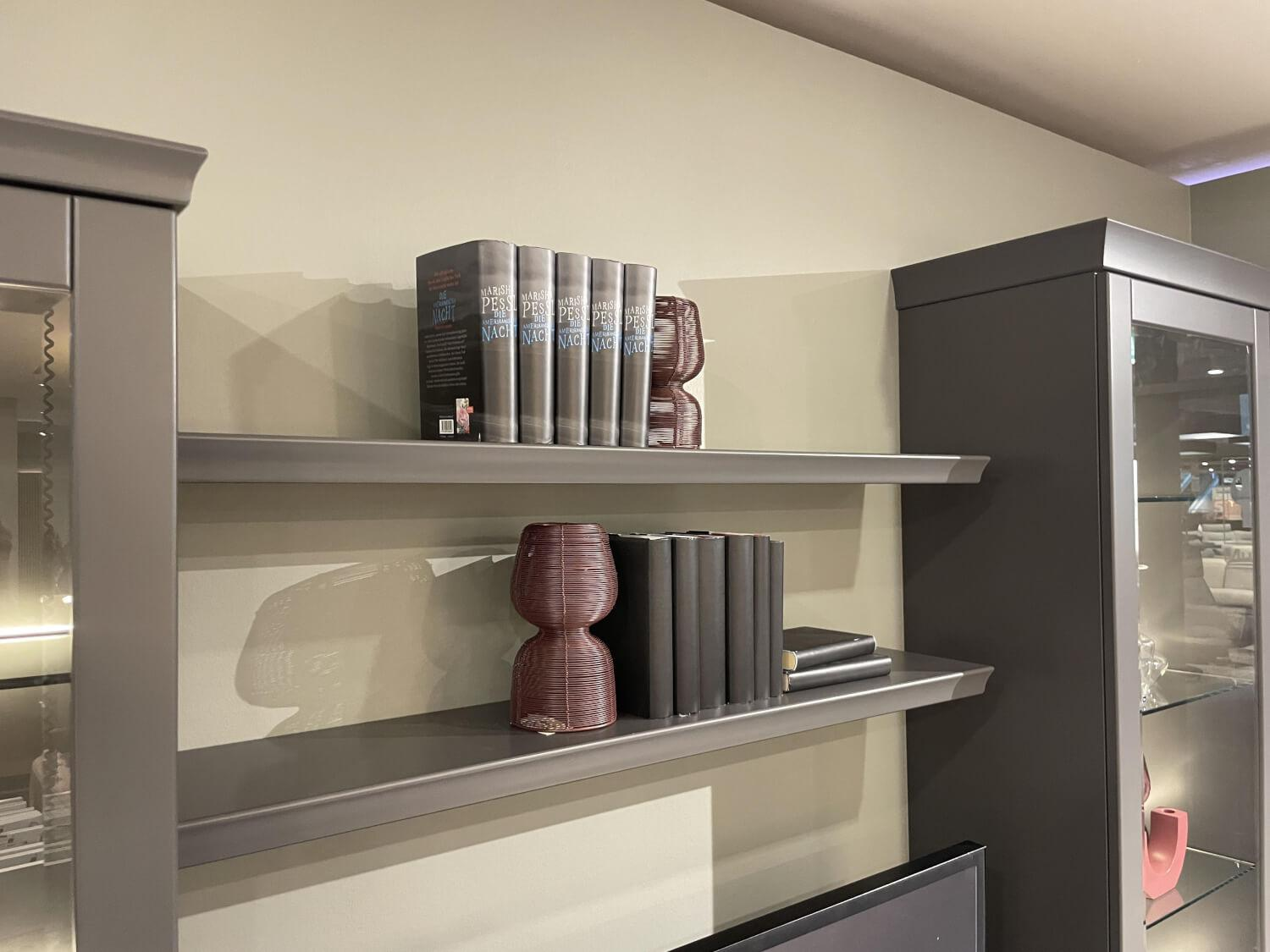Musterring - Anbauwand Korsika 55067 Lack Schiefergrau Grau Griff W7 Schwarz Matt Inklusive Beleuchtung - 6