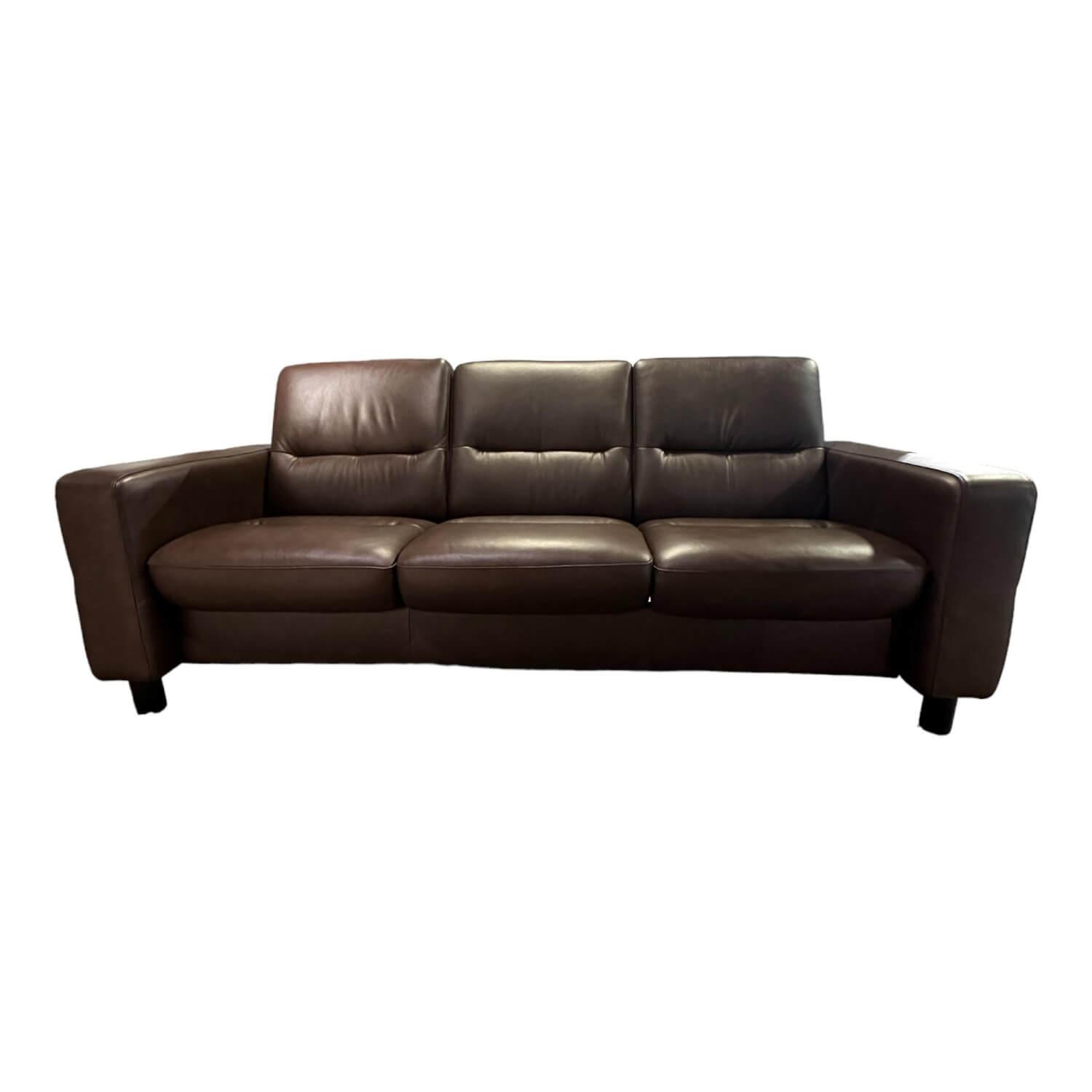Stressless - Sofa Wave Bezug Leder Paloma Braun Holzfüße Schwarz Gebeizt - 1