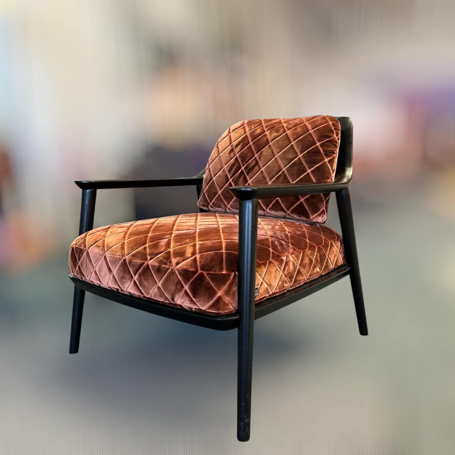 Bielefelder Werkstätten - Sessel Gatsby Stoff JAB Viscount JA3017-061 Orange Braun Füße Holz Schwarz Gebeizt - 5