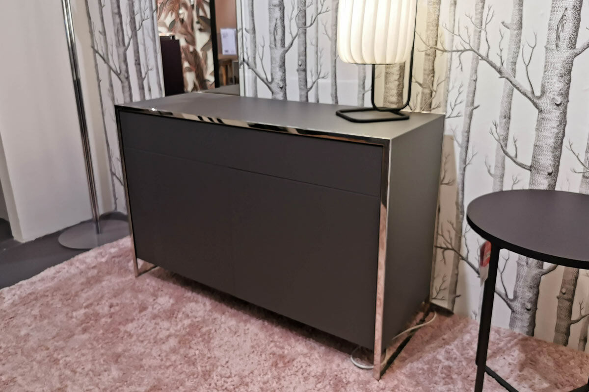 YOMEI - Kommode Smart Oberfläche Pantex Graphit Matt Gestell Edelstahl Poliert - 3