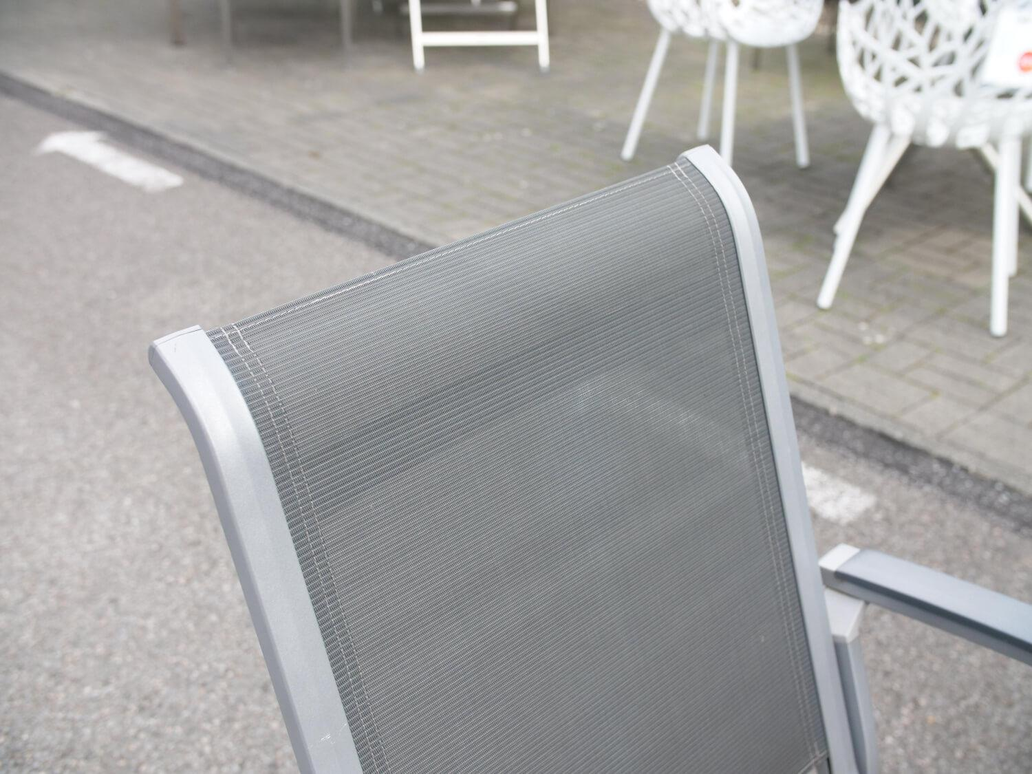 Sieger - 6er Set Stuhl Calvi Kunstfasergewebe Grau Gestell Aluminium Graphit - 10