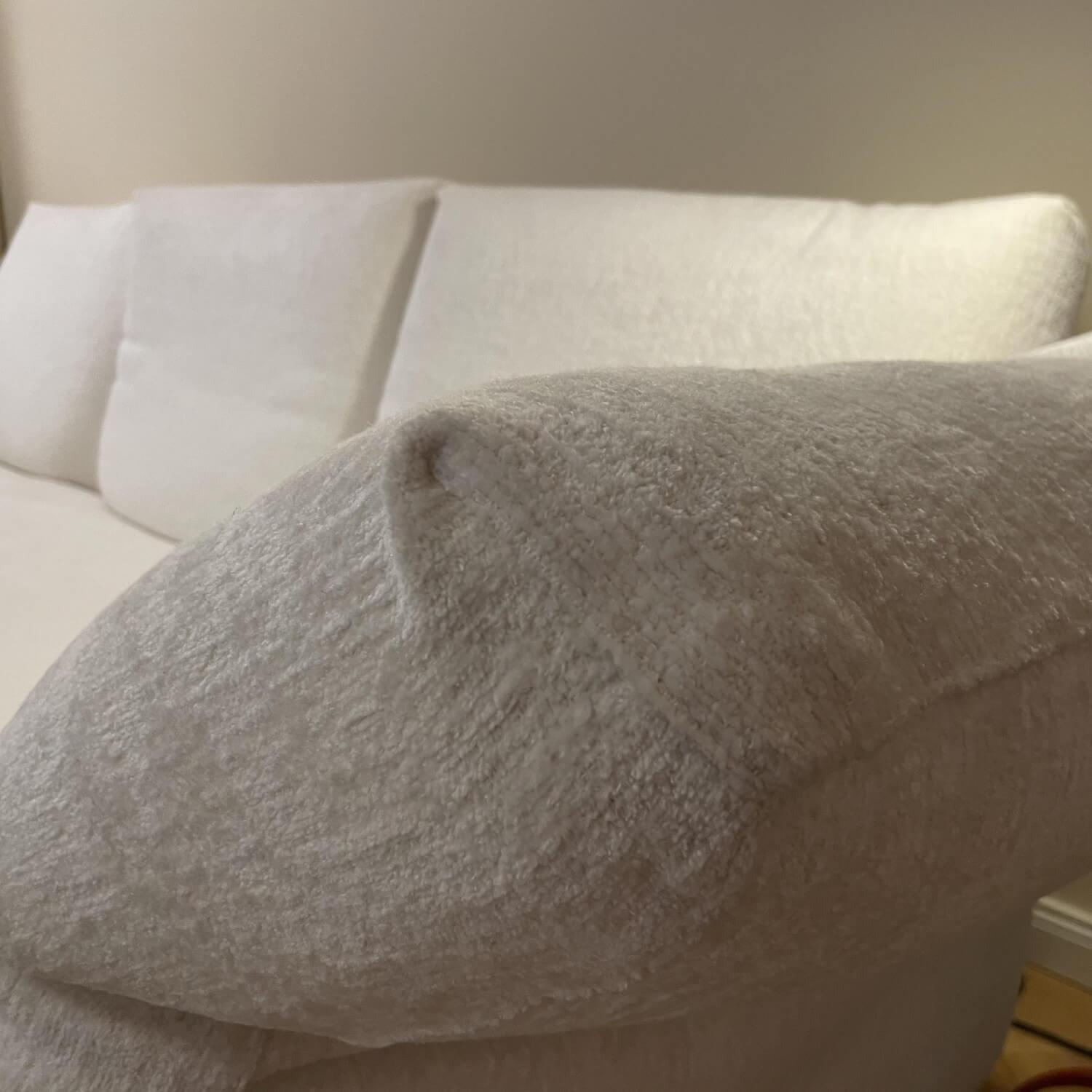 Sofa Essential Bezug Cat. T Velours Hell Beige Weiß mit Klappfunktion