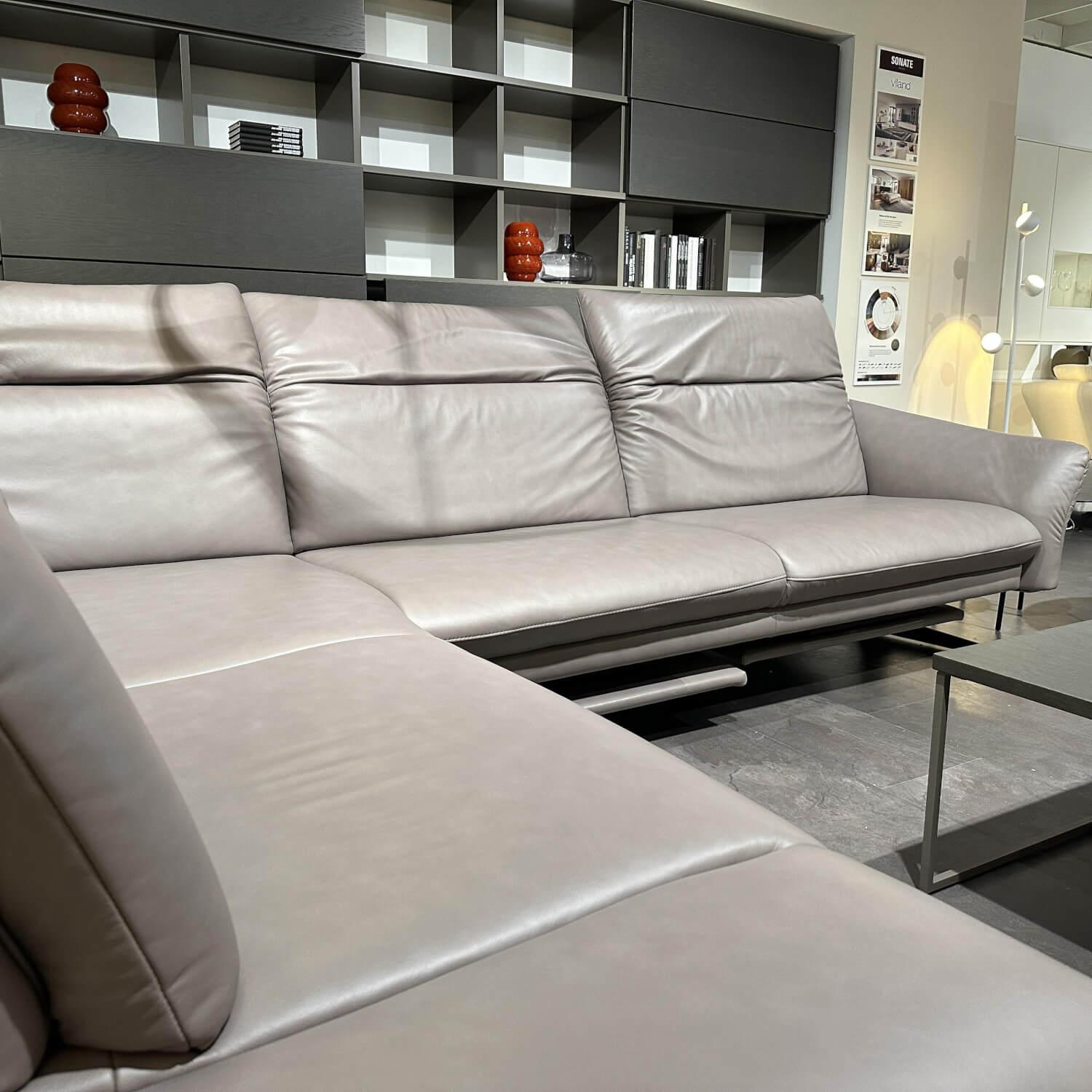 himolla - Ecksofa 1808 Leder 31 Longlife Eisen Grau Braun Metallkufe Anthrazit - 4