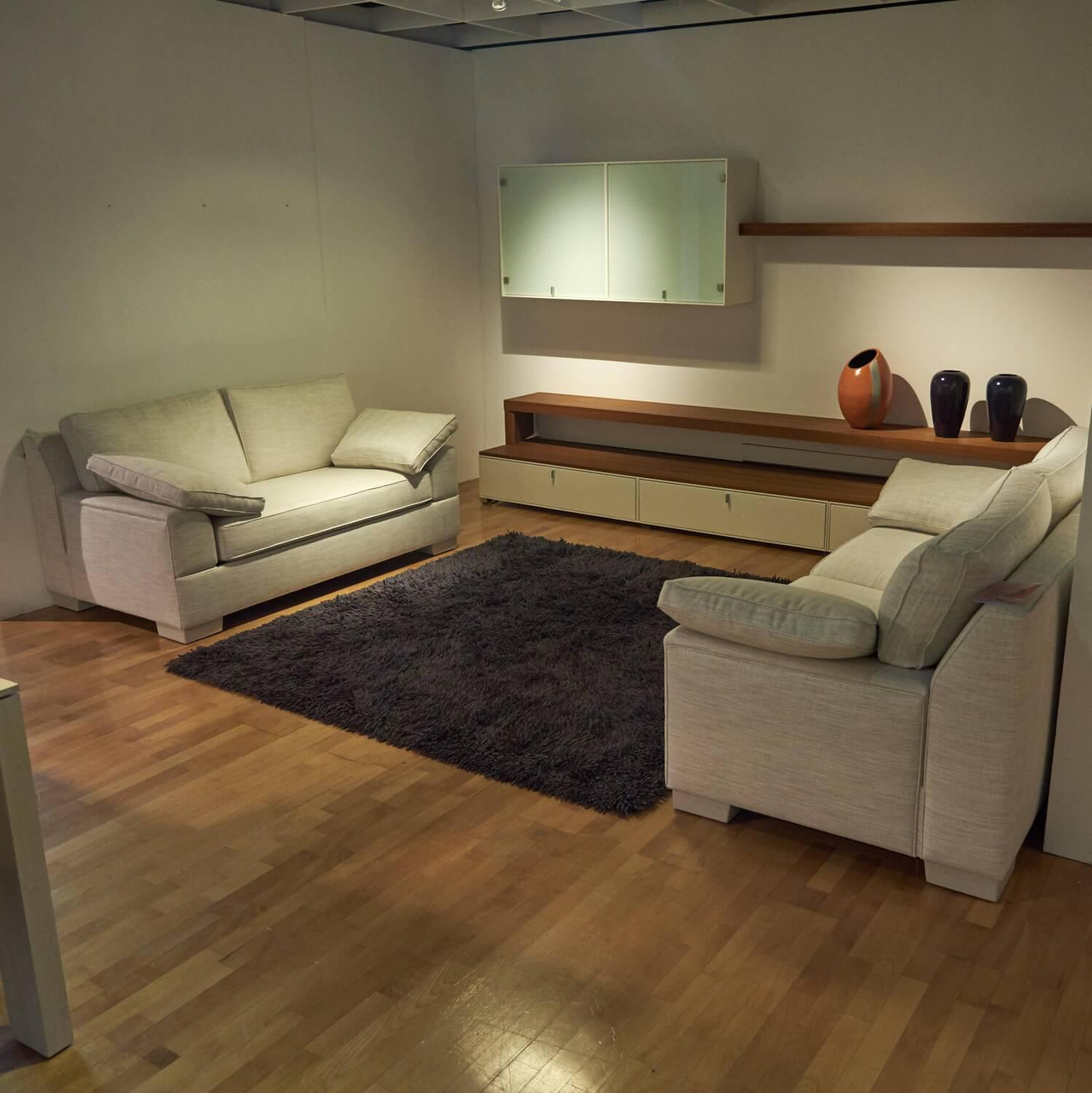 Bielefelder Werkstätten - 2er Set Sofa Bella Vista Stoff Perl 1597-171 Füße Passend Lackiert - 3