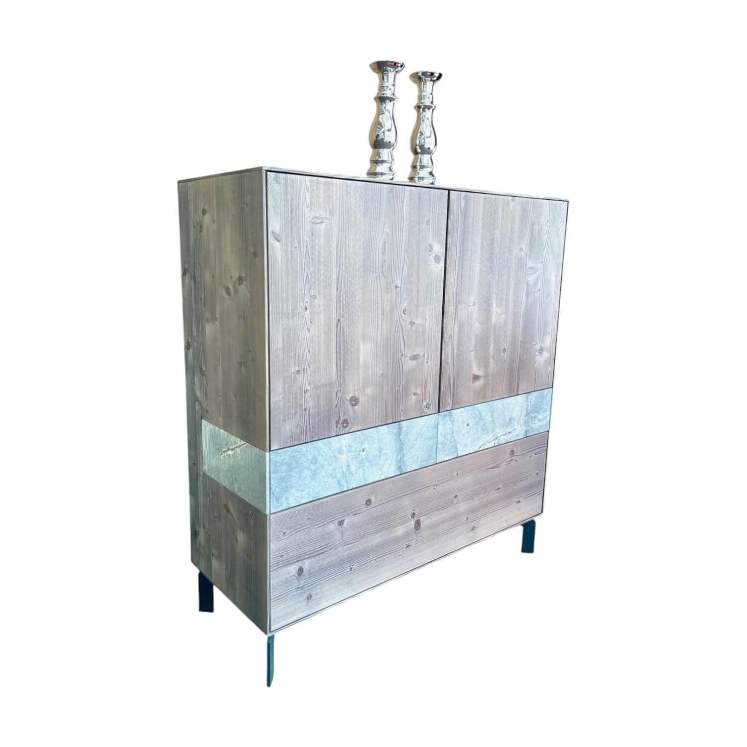 Anrei - Highboard Puro Massivholz Bergfichte Mit Naturstein Einlagen - 1