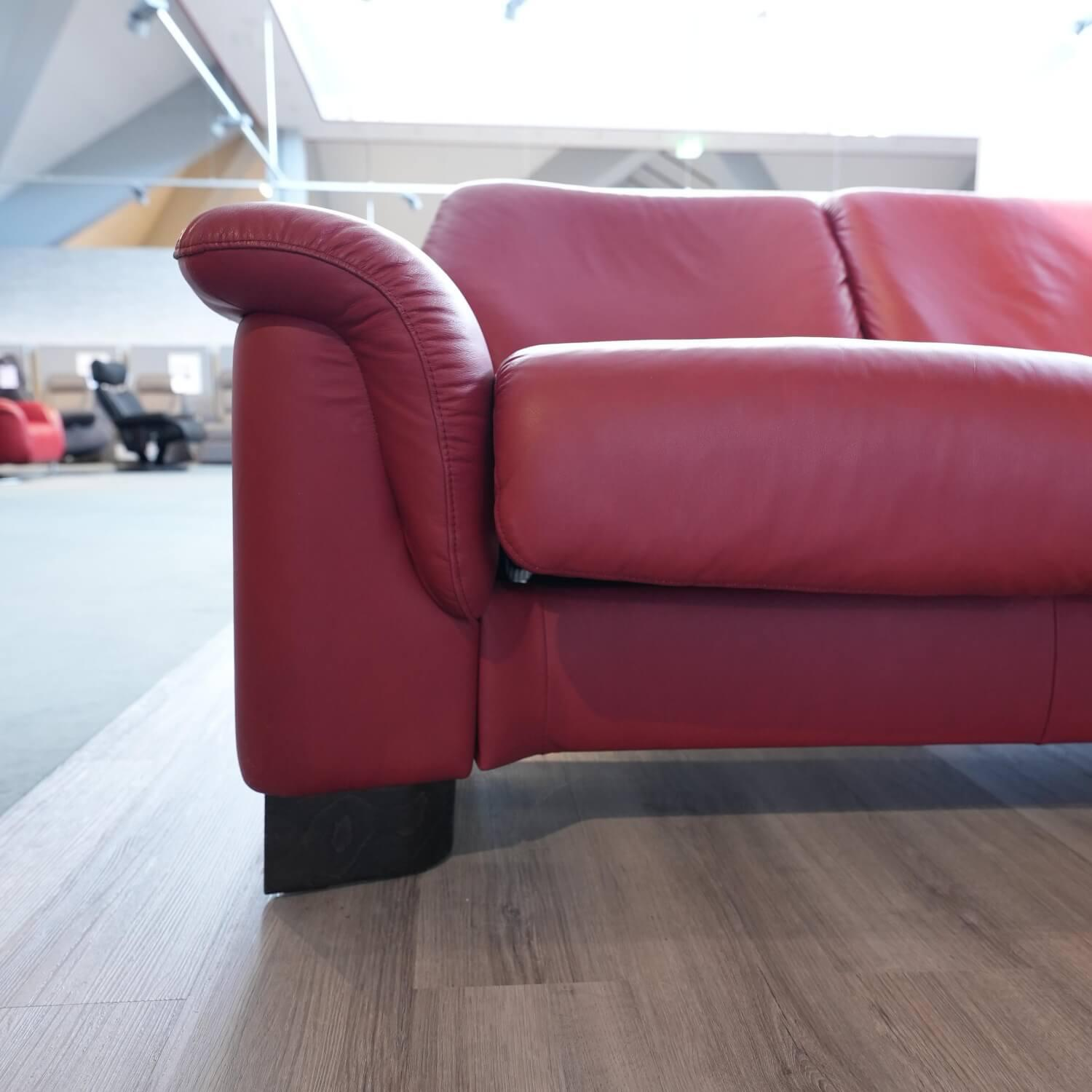 Stressless - Ecksofa Paradies Leder Paloma Cherry Rot Fuß Buche Wenge Schwarz Mit Kissen Und Couchtisch - 10